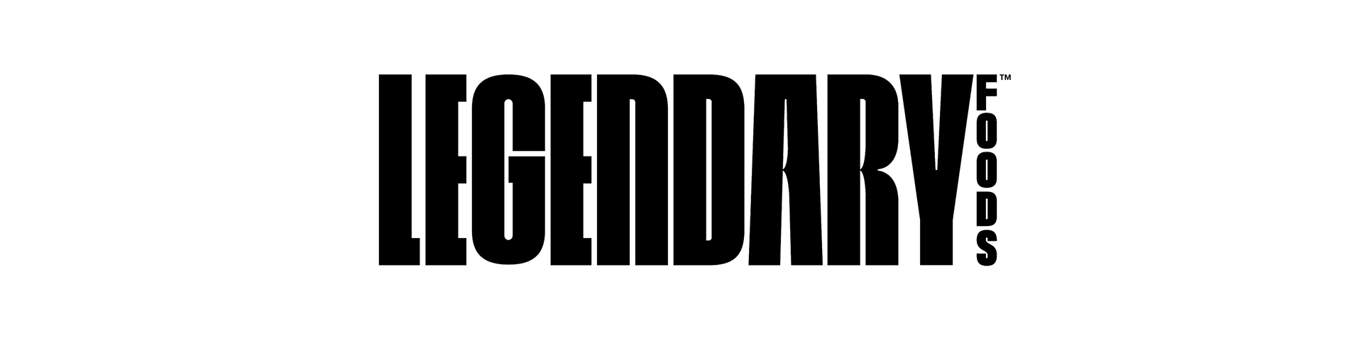 LEGENDARY FOODS logo in bold black letters on a white background.