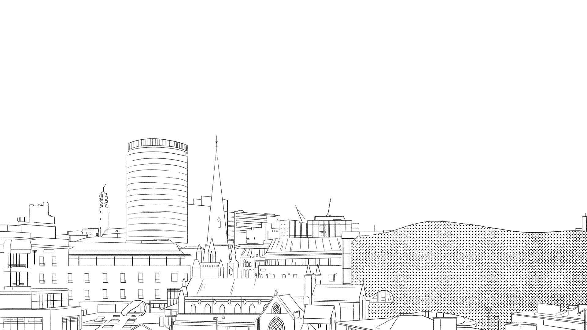 Landscape Shot Outline of Birmingham England