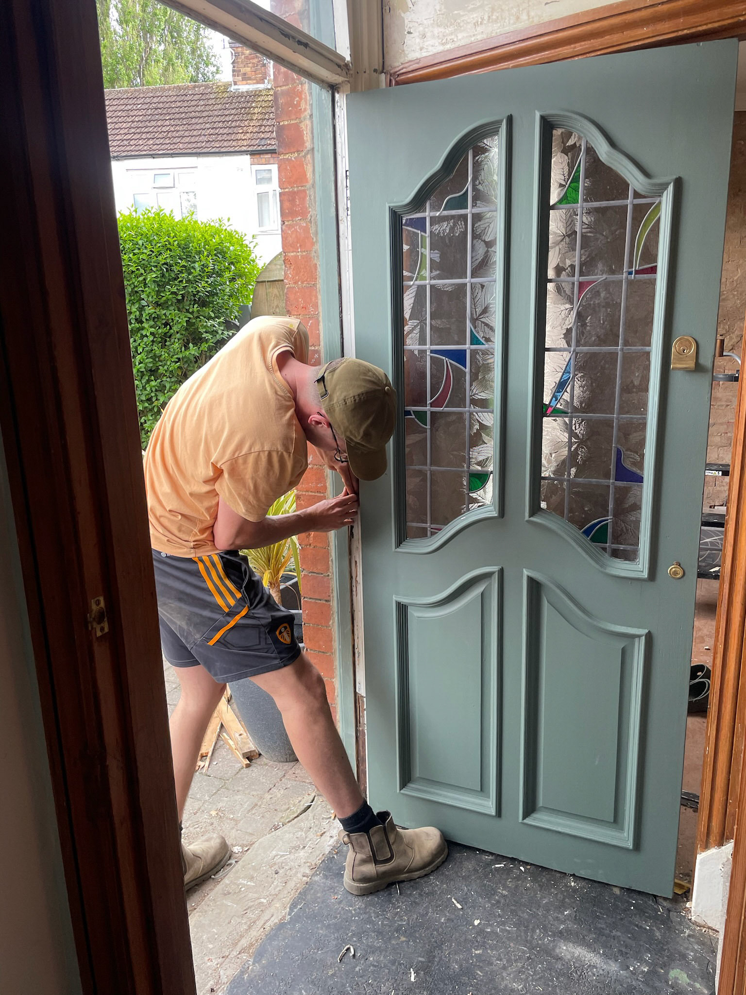 Hanging new front door