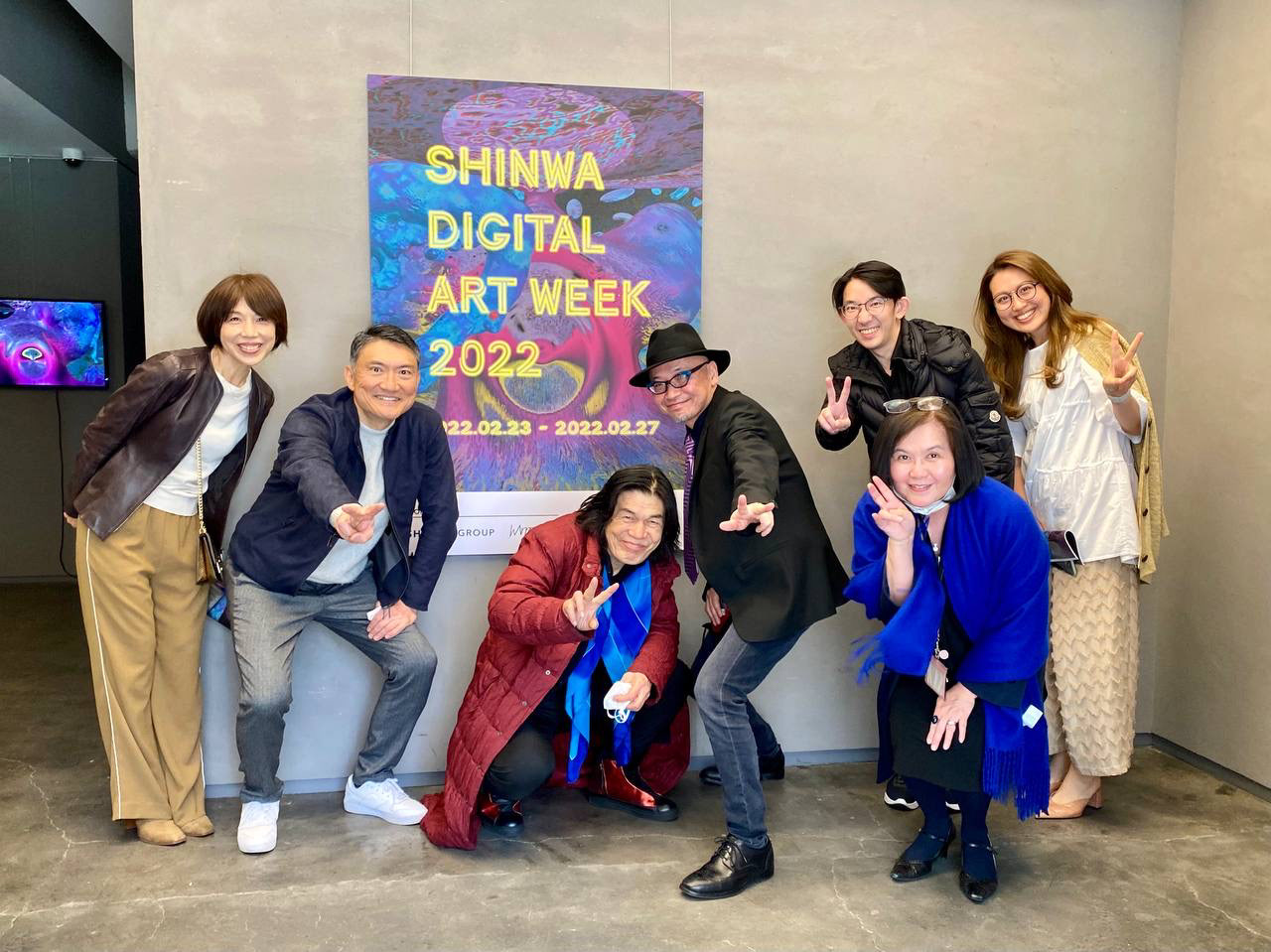 Yoshihisa Kawamura Director of DIC Corporation with namesake Kawamura Memorial DIC Museum of Art and family, artist Yoichiro Kawaguchi, Yoichiro Kurata and Namiko Okazaki from Shinwa Wise Holdings with curator Warren Wee