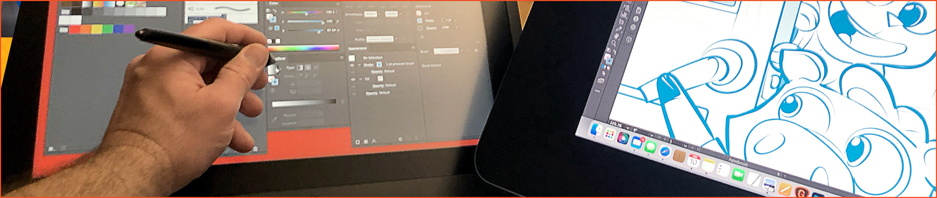 Joshua Janes hand with stylus on Wacom Cintiq