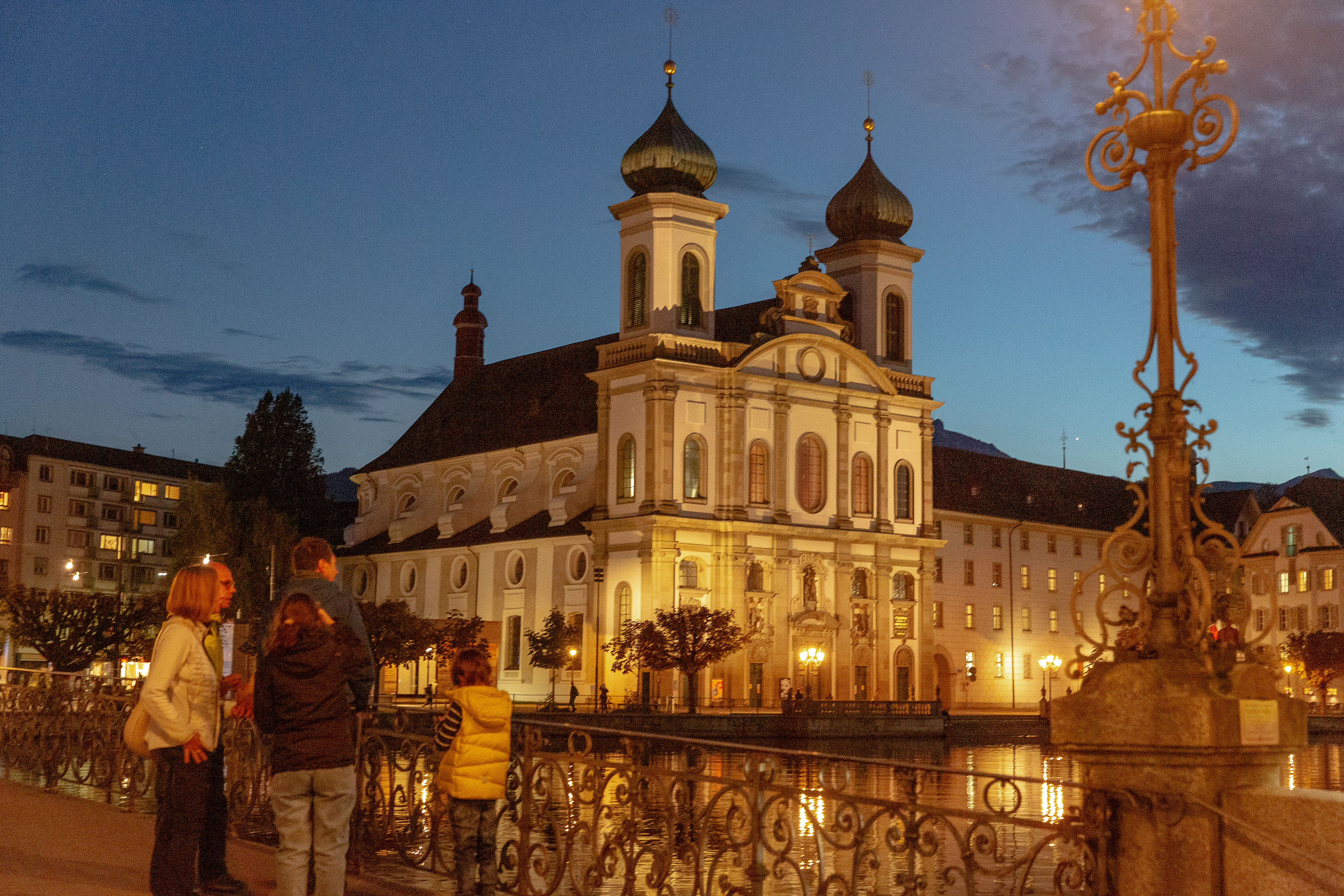 Church in Lucerne at sundown