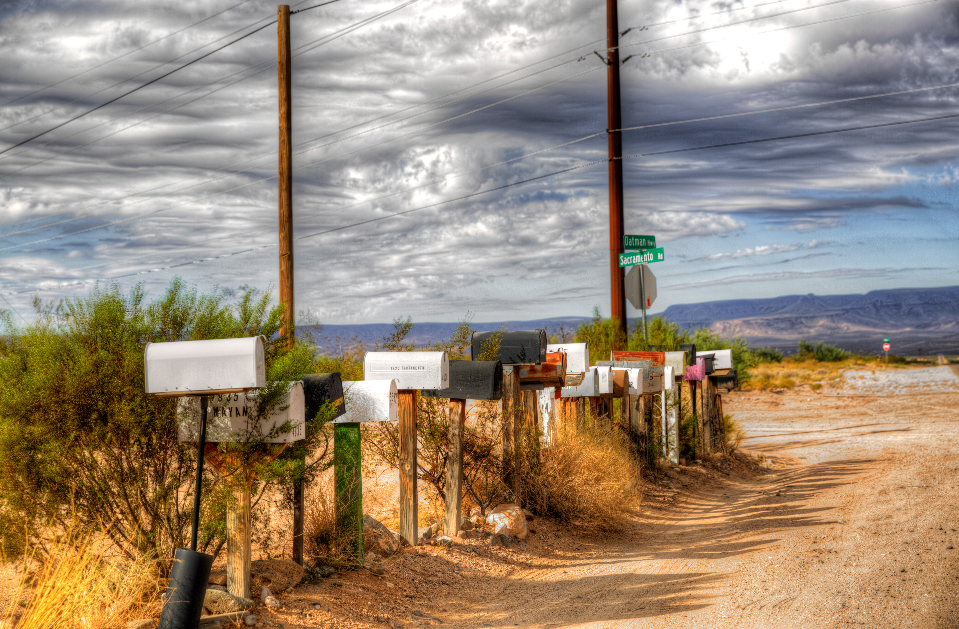 Mail boxes in the Mojave Desert