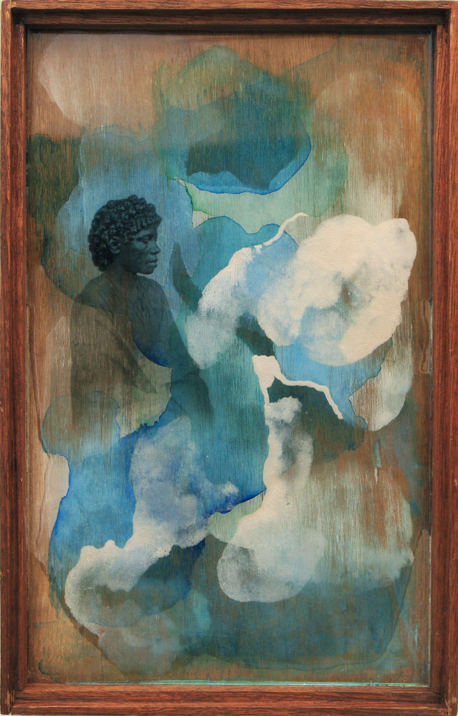 En Famille No.9,  Acrylic and resin on wood, 47.5 x 30.5 cm