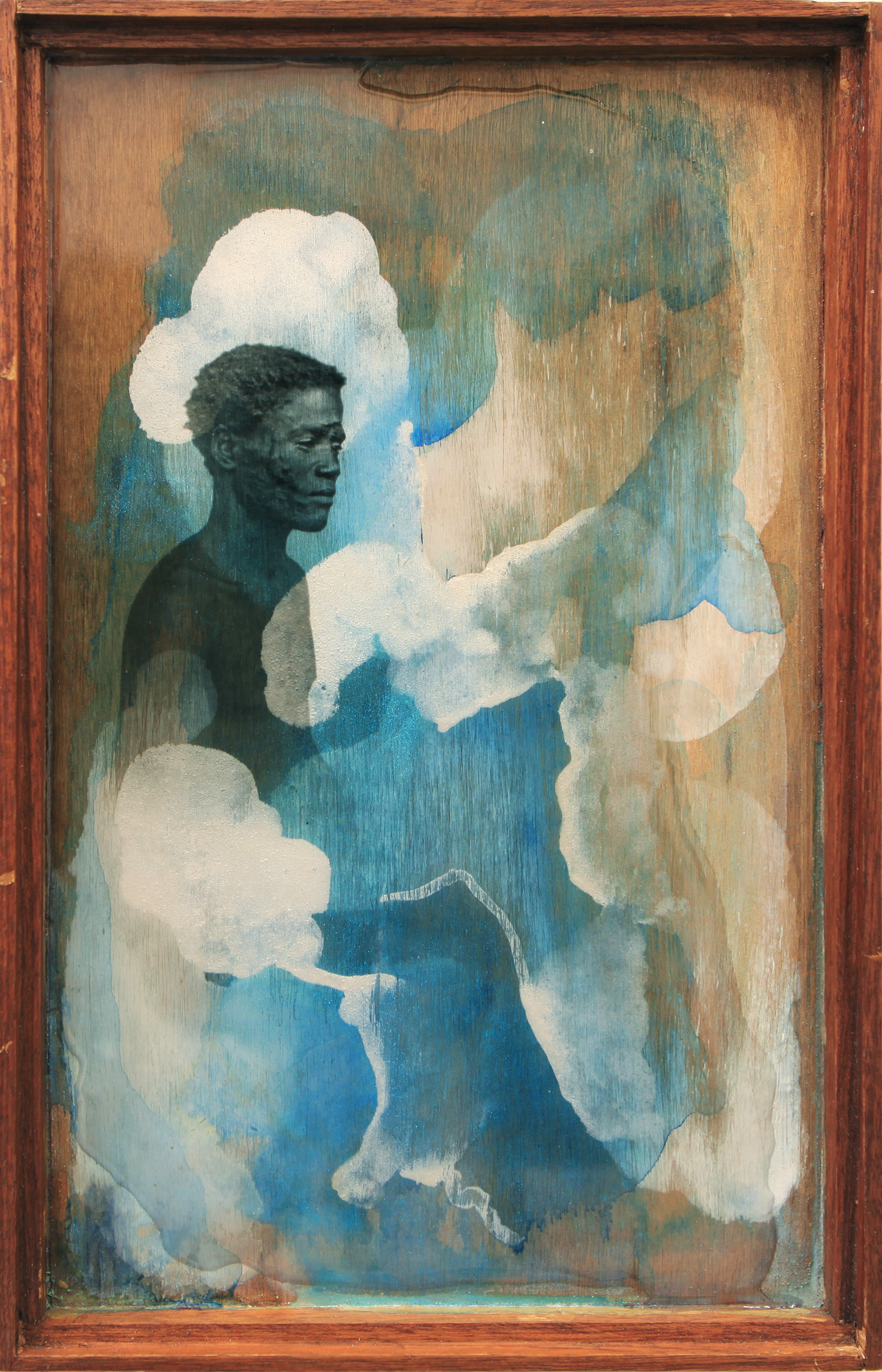 En Famille No.7,  Acrylic and resin on wood, 47.5 x 30.5 cm