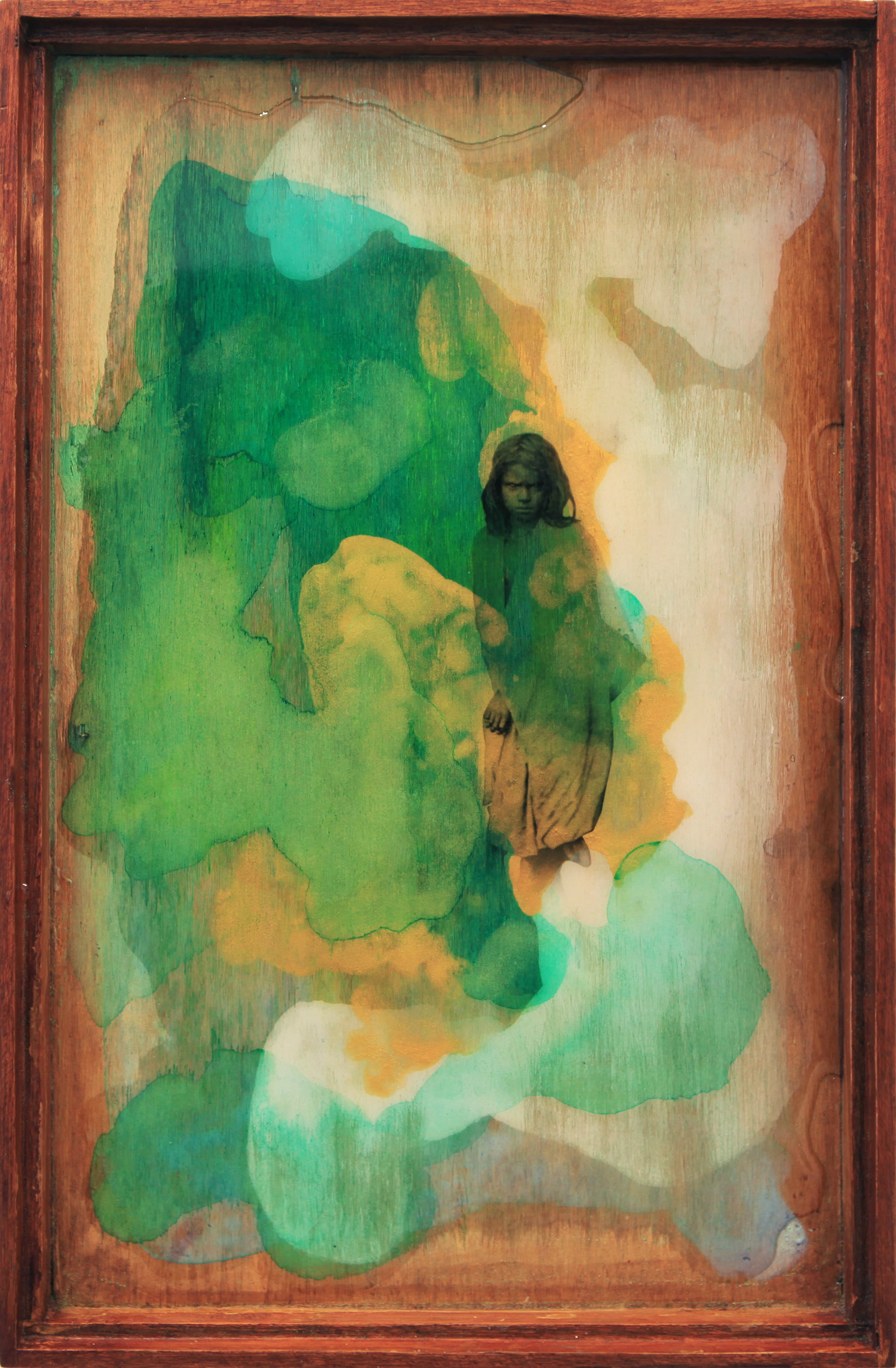 En Famille No.2,  Acrylic and resin on wood, 47.5 x 30.5 cm