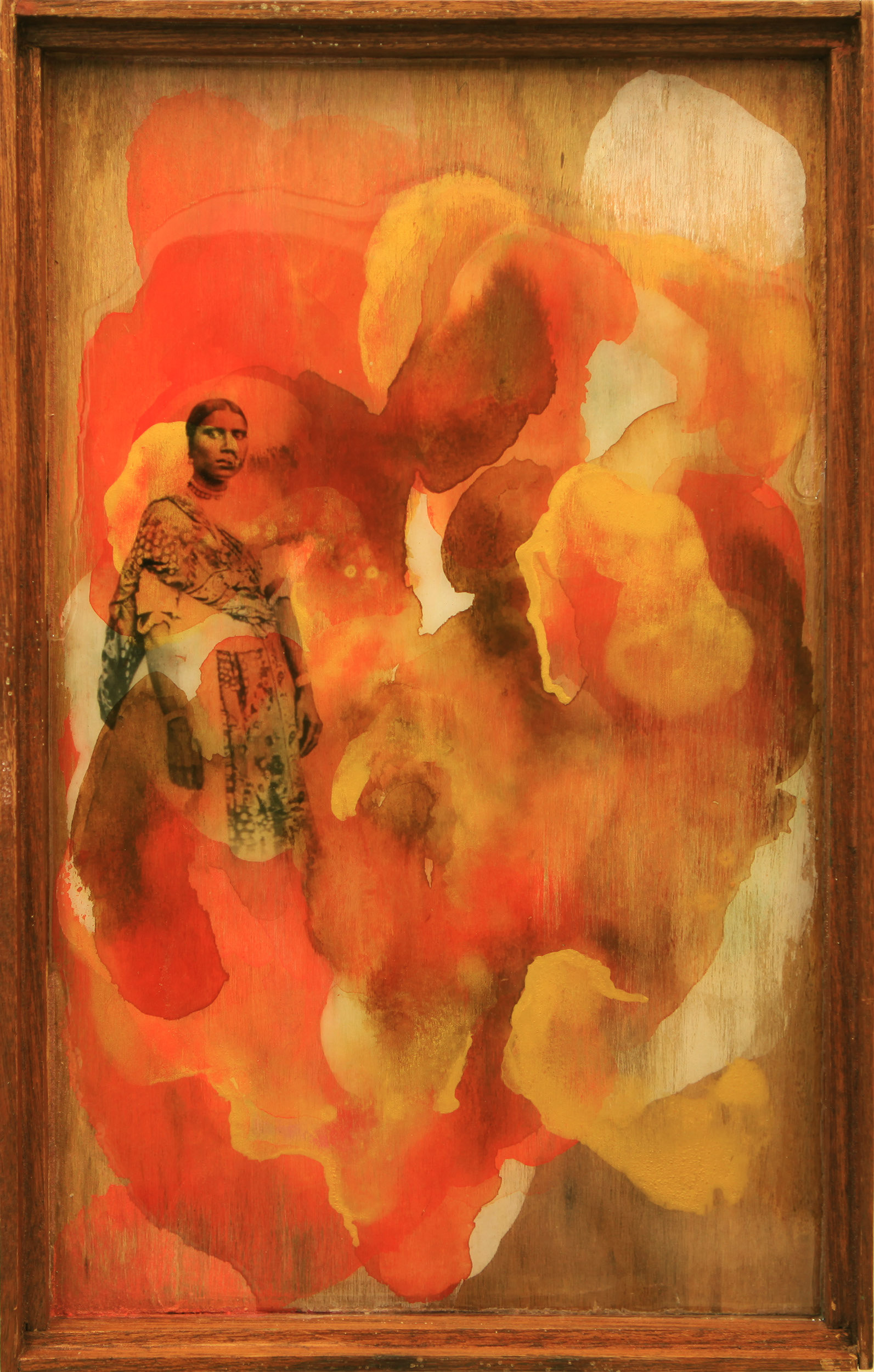 En Famille No.5,  Acrylic and resin on wood, 47.5 x 30.5 cm