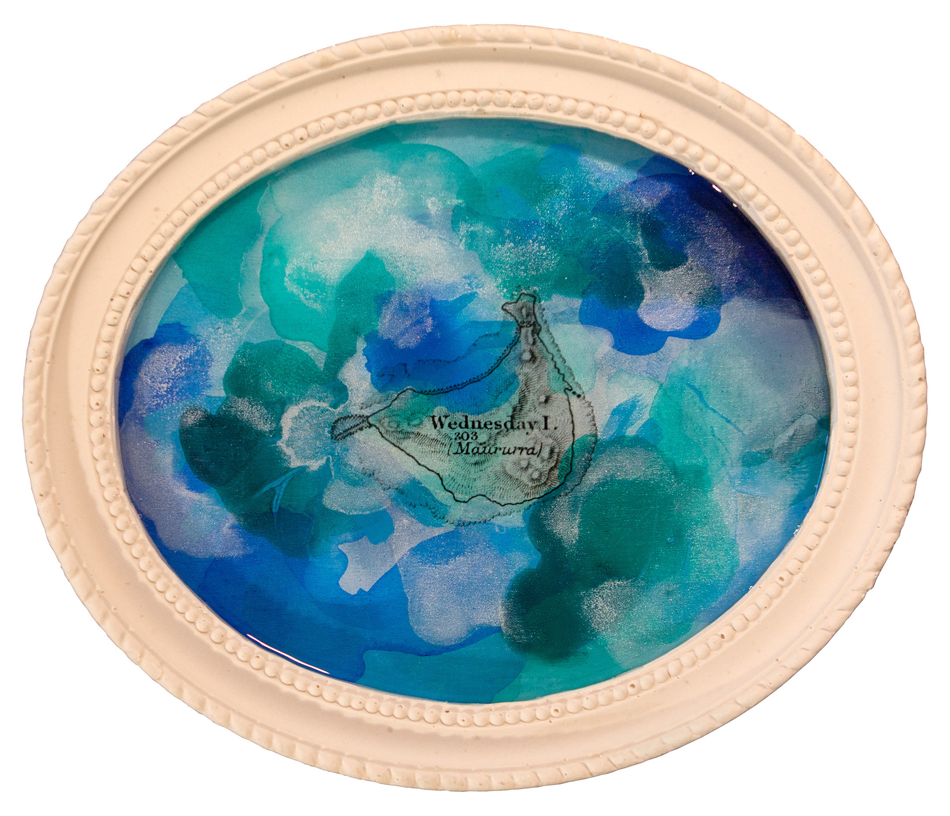 Port Hole No.3 Wednesday, Acrylic and resin on wood, jesmonite 27cm x 23cm ,2017 