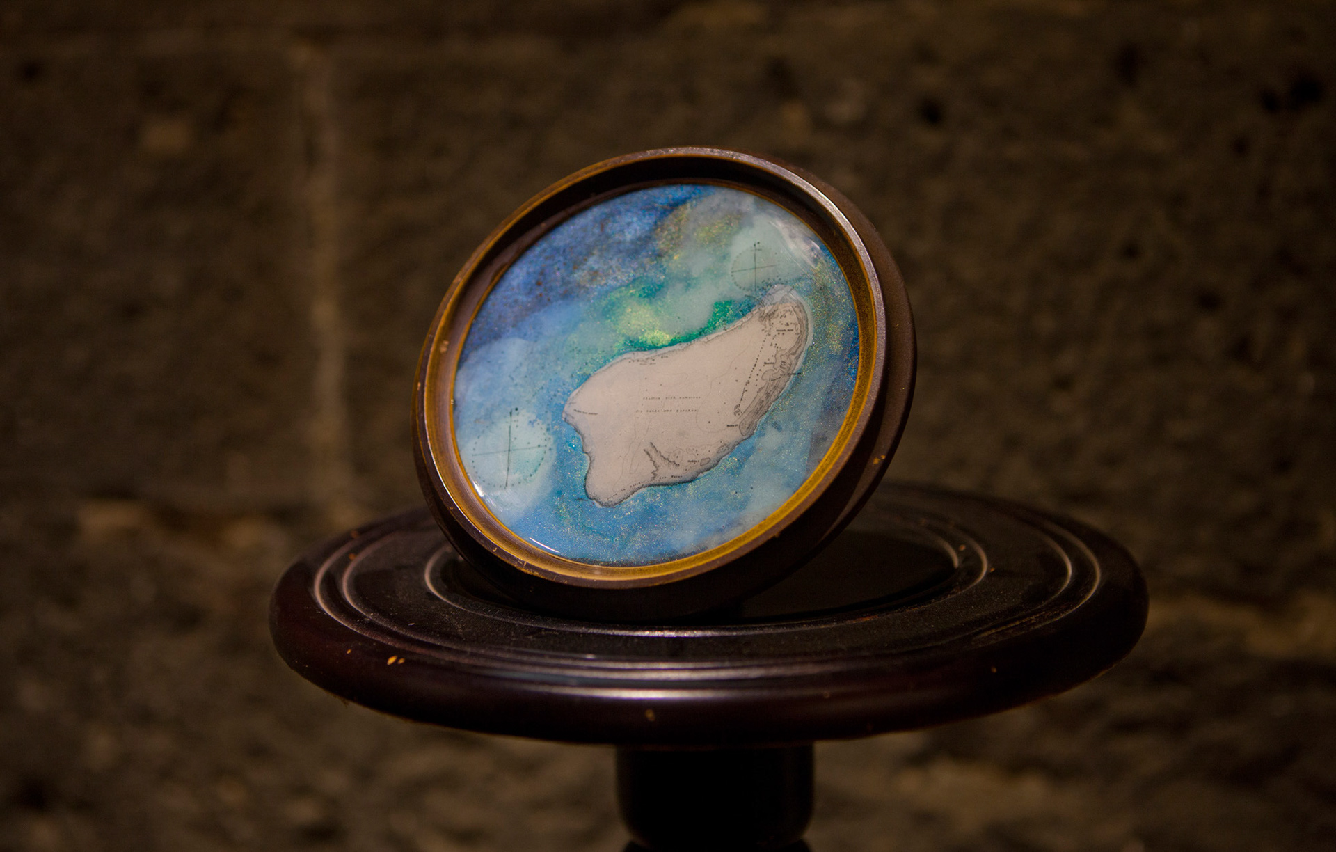 Port Hole, Acrylic and resin on wood, 17.5cm x 17.5cm