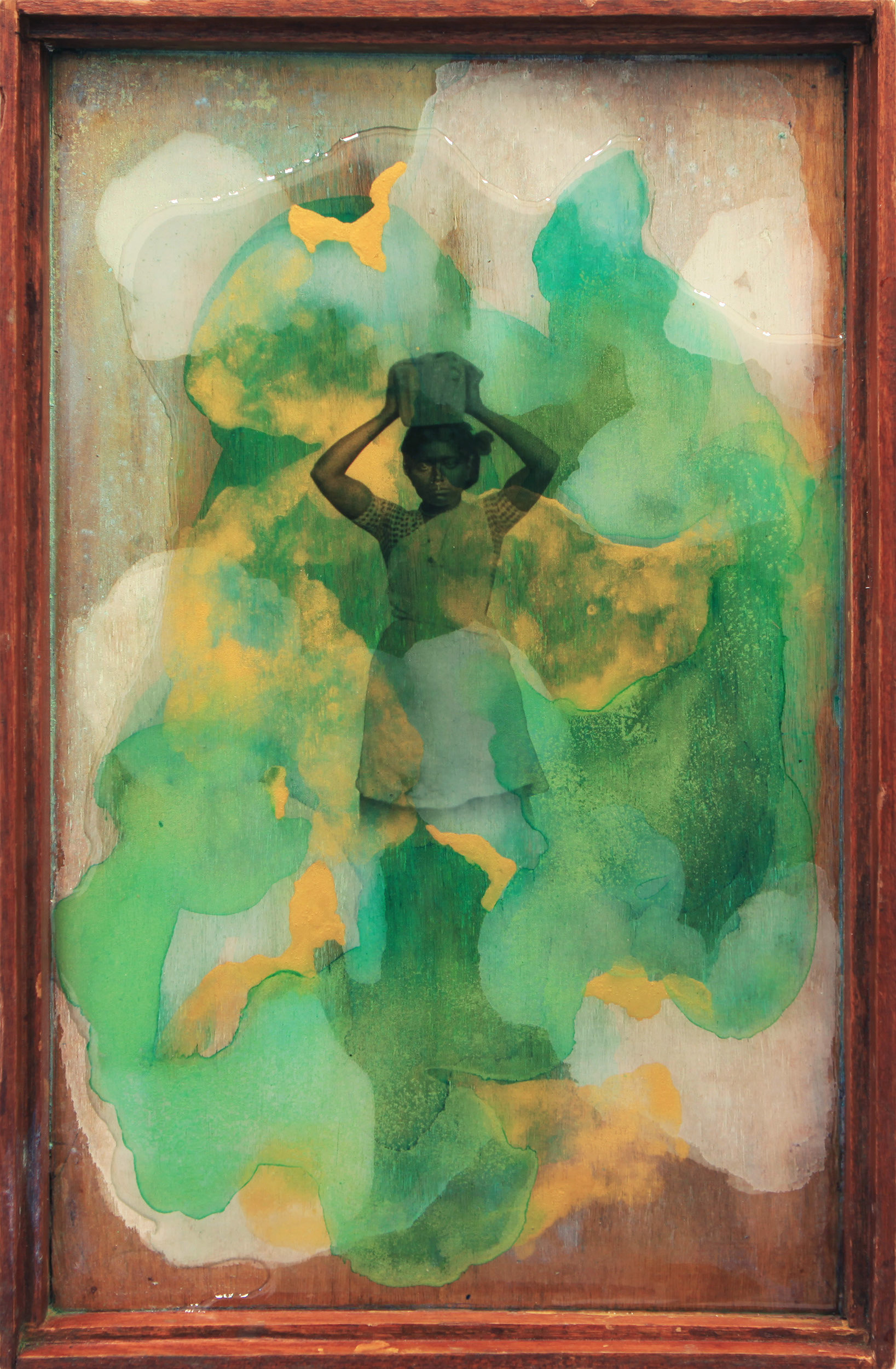 En Famille No.3,  Acrylic and resin on wood, 47.5 x 30.5 cm