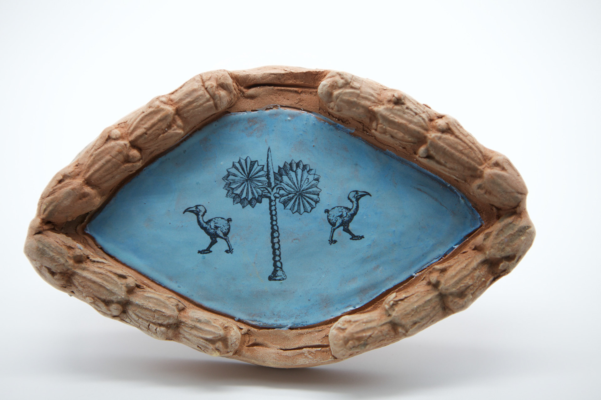 The Walking Bird (bleu canard), Decal and glaze on earthenware, 2018