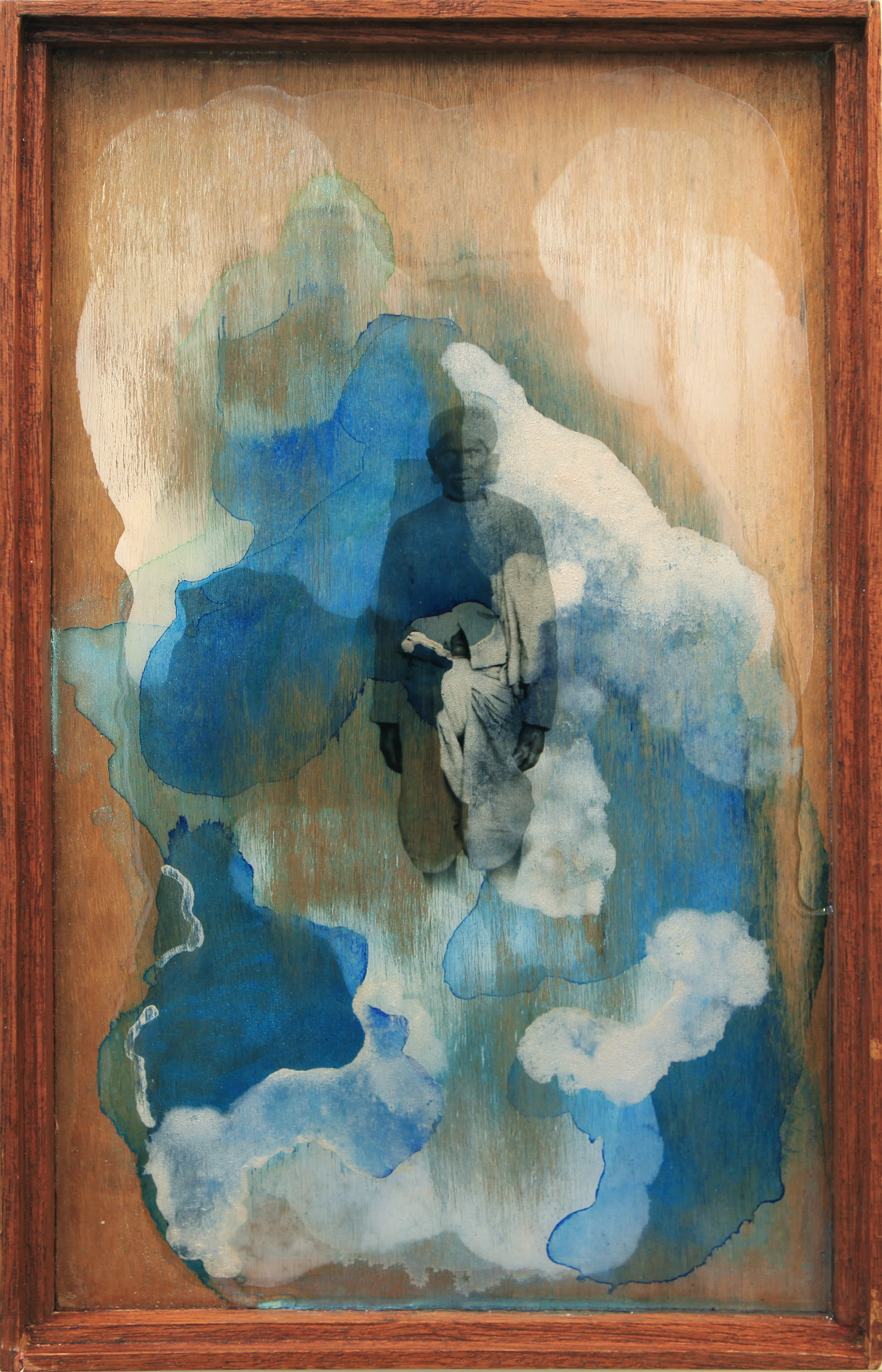 En Famille No.8,  Acrylic and resin on wood, 47.5 x 30.5 cm