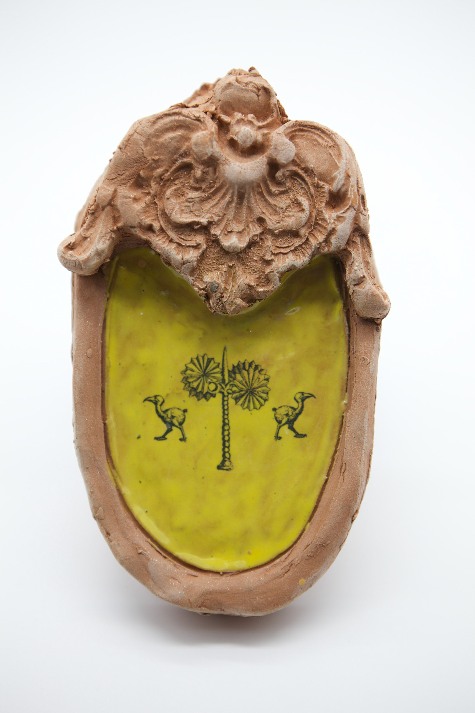 The Walking Bird (jaune poussin), Decal and glaze on earthenware, 2018