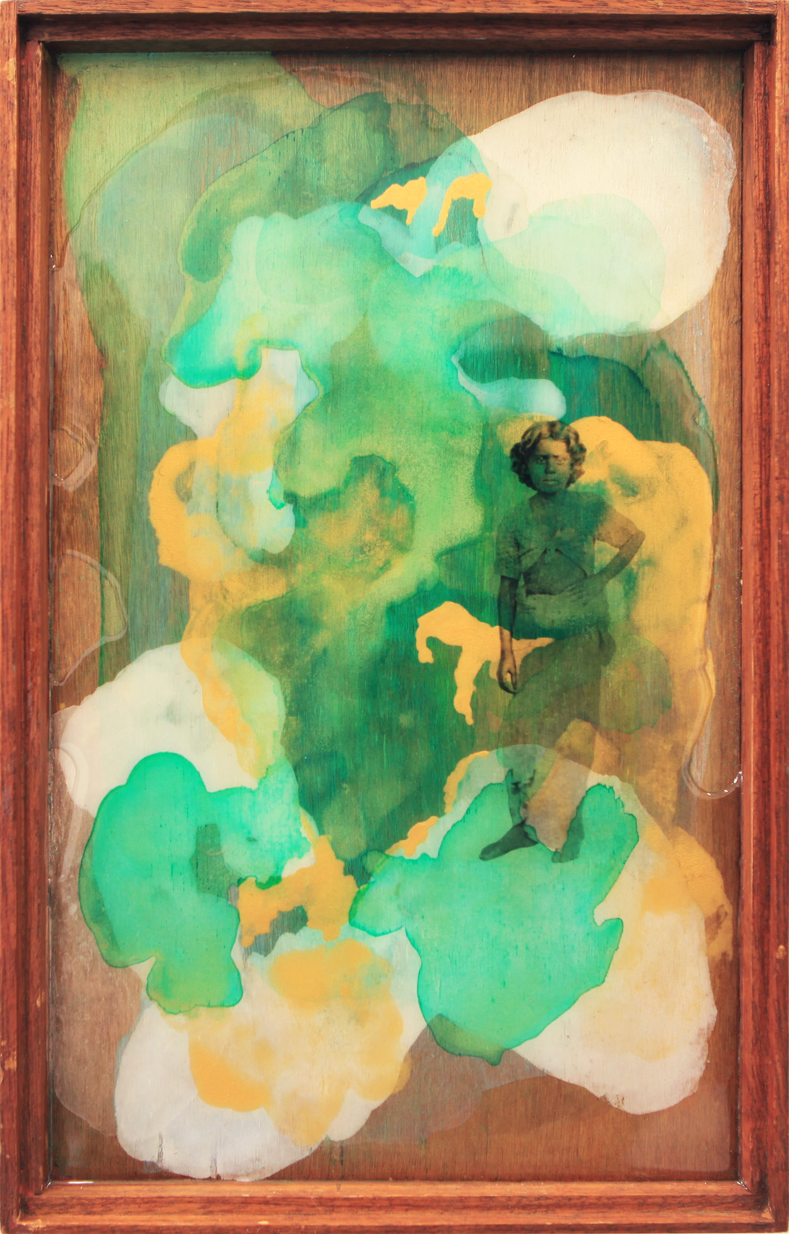 En Famille No.1,  Acrylic and resin on wood, 47.5 x 30.5 cm