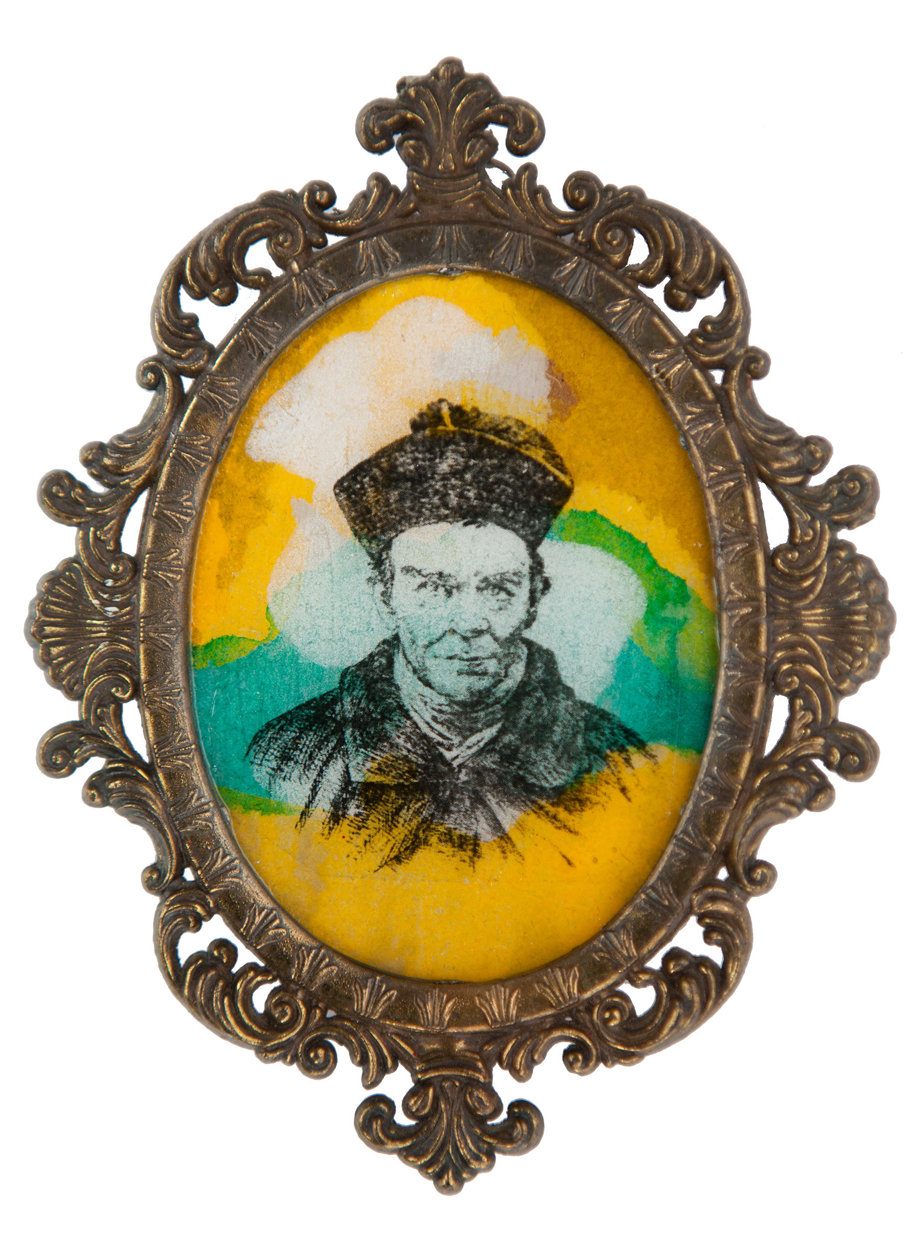 Pere Jaques Laval, Acrylic and resin on board, 13cm x 10cm, 2016