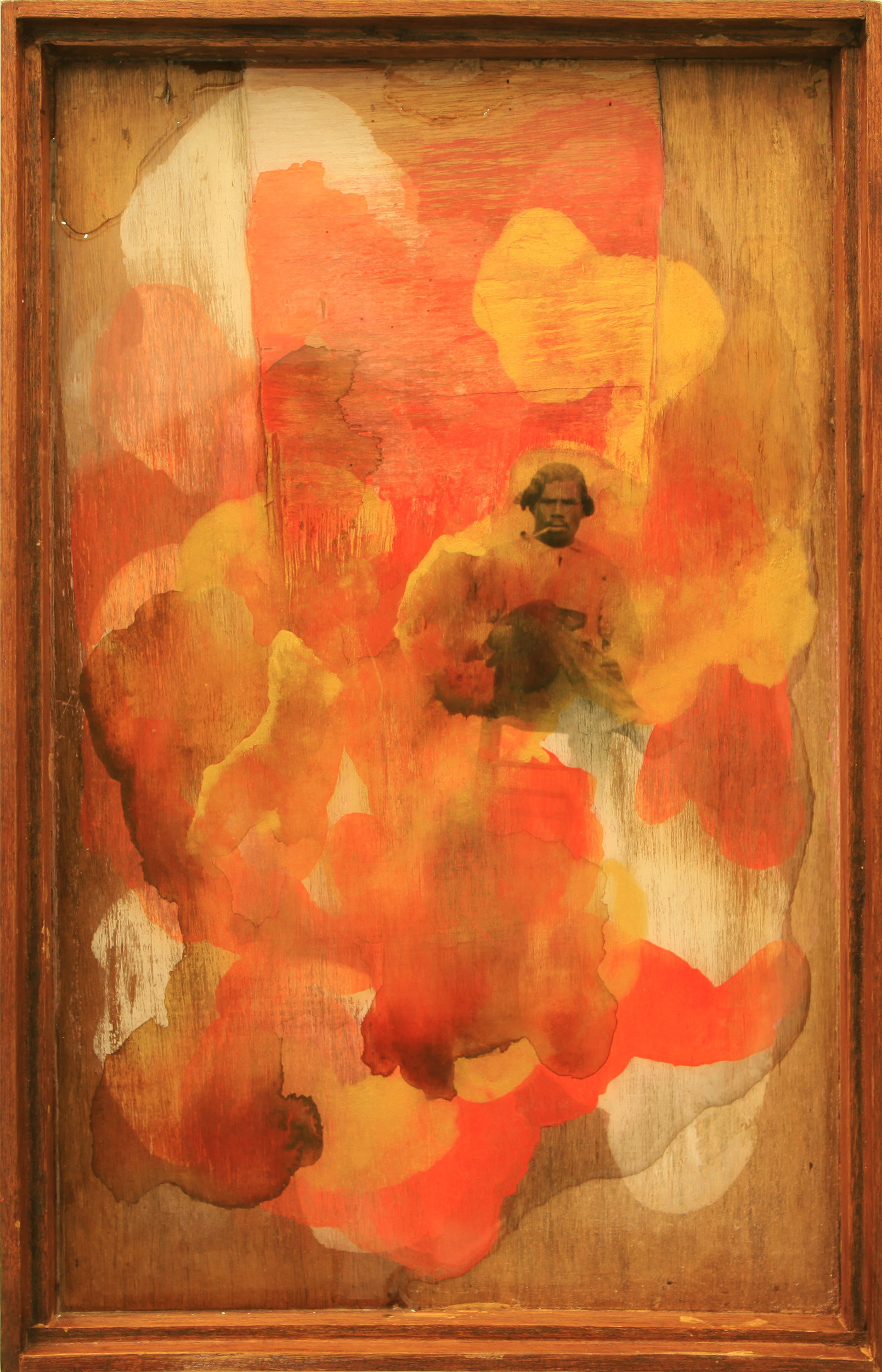 En Famille No.4,  Acrylic and resin on wood, 47.5 x 30.5 cm