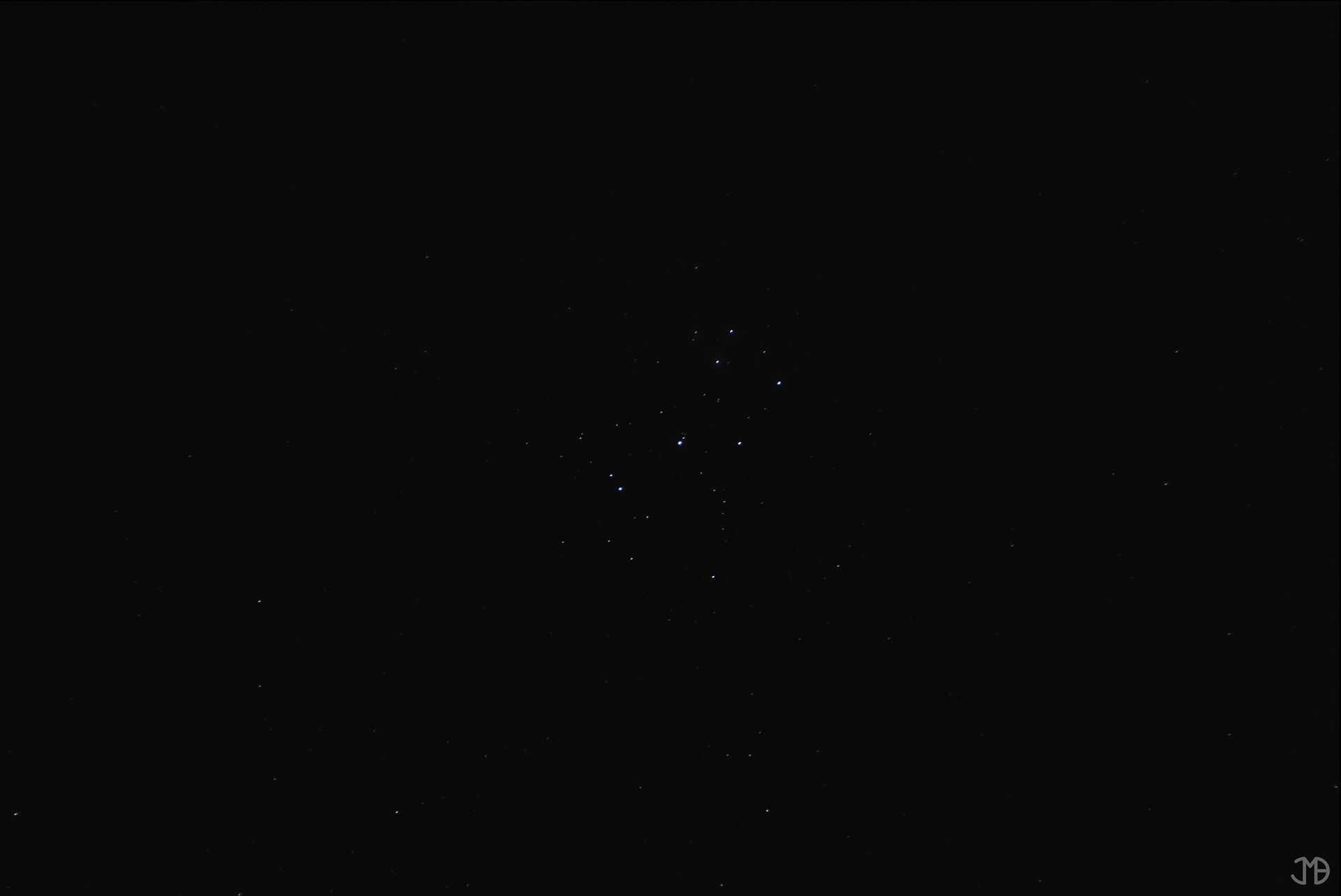Pleiades star cluster (M45) from Hällan, Nydalasjön near Umeå