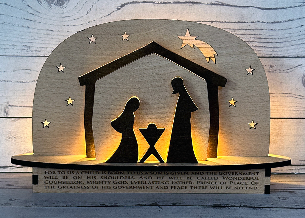 Layered backlit nativity scene