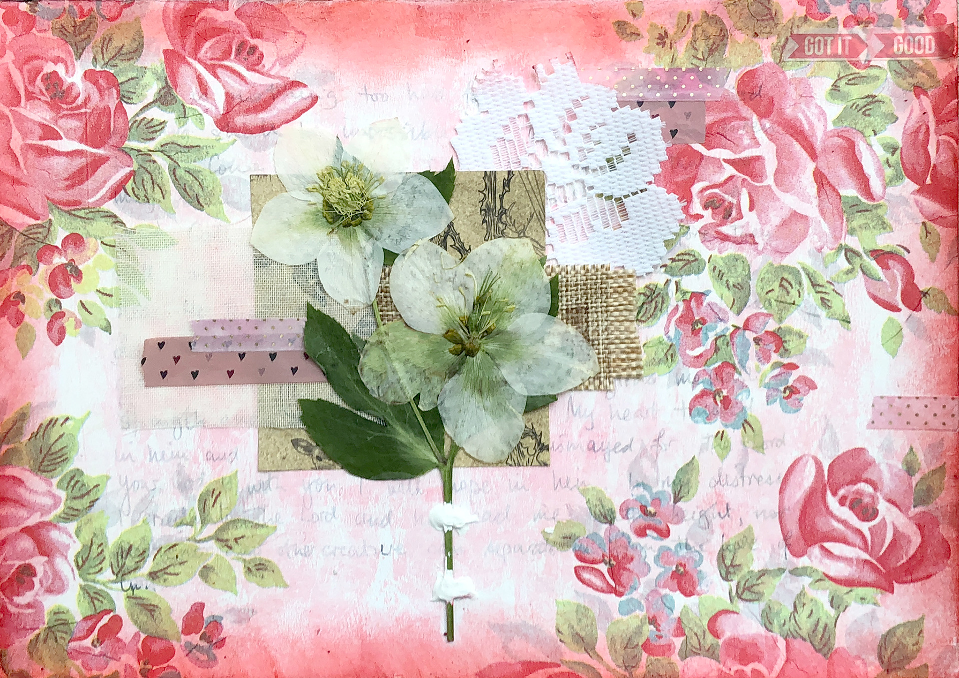 Napkin decoupage with pressed flowers