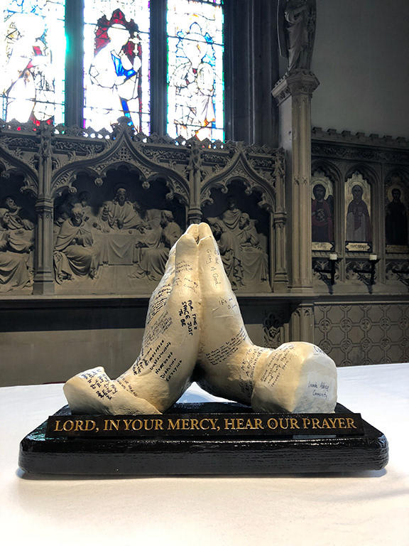 3D praying hands sculpture for Bishops' School of Prayer at Launde Abbey