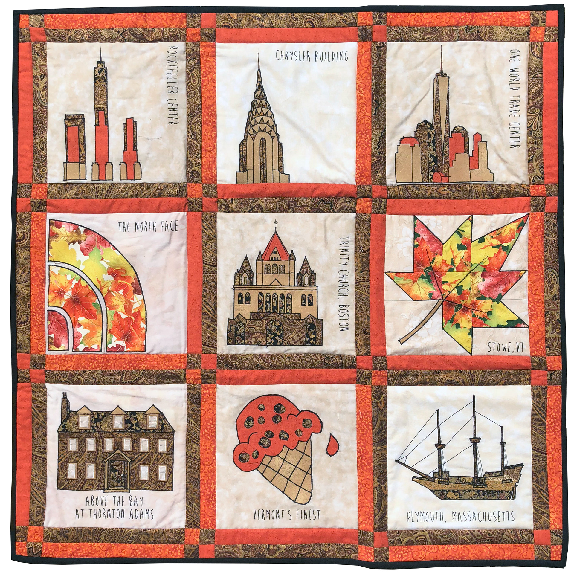 Travel memory appliqué quilt