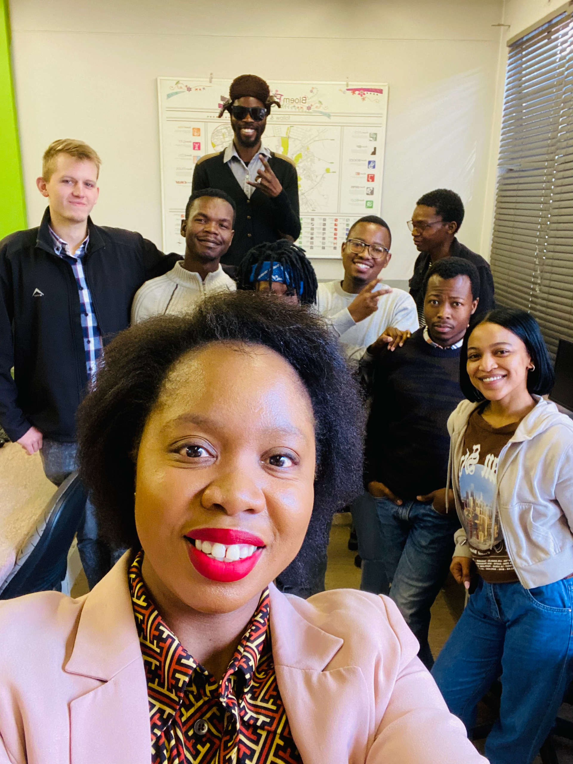 Professor Tshabadira Tsholofelo and some of her participating students from Central University Of Technology, Free State, South Africa
