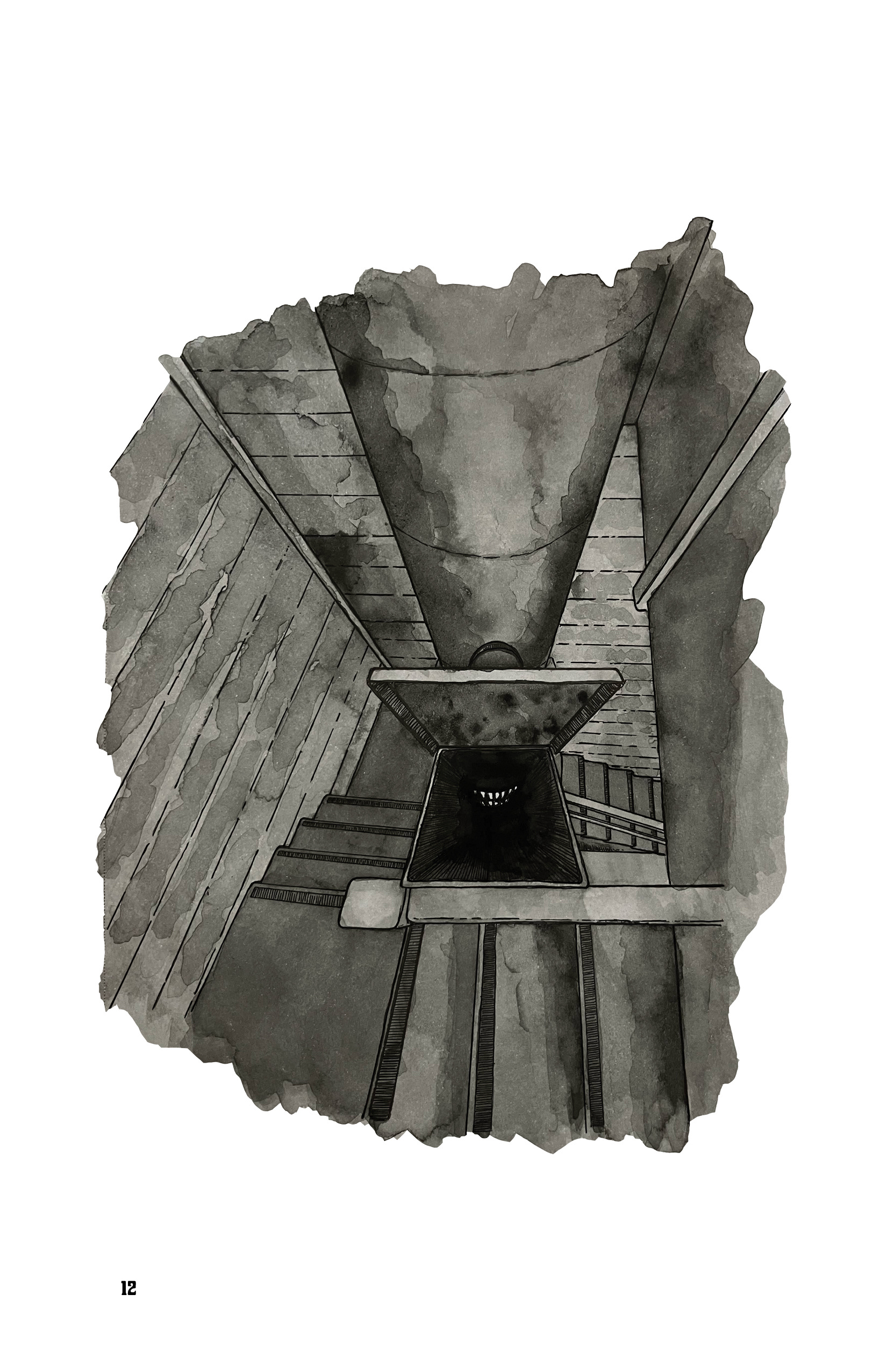 "The Trash Chute" illustration: pen and ink on paper