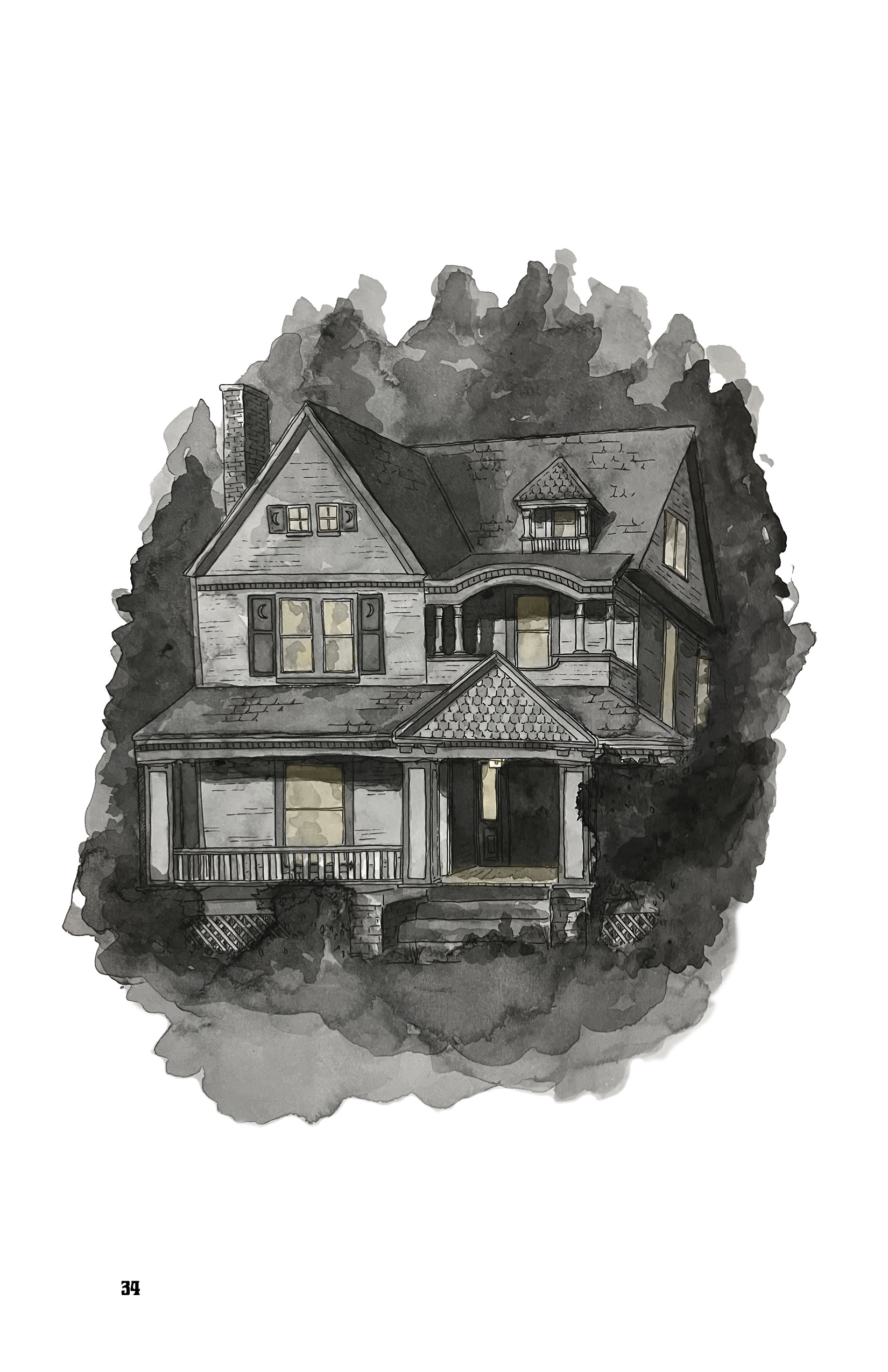"It Takes a Village" illustration: pen, ink & pastel on paper