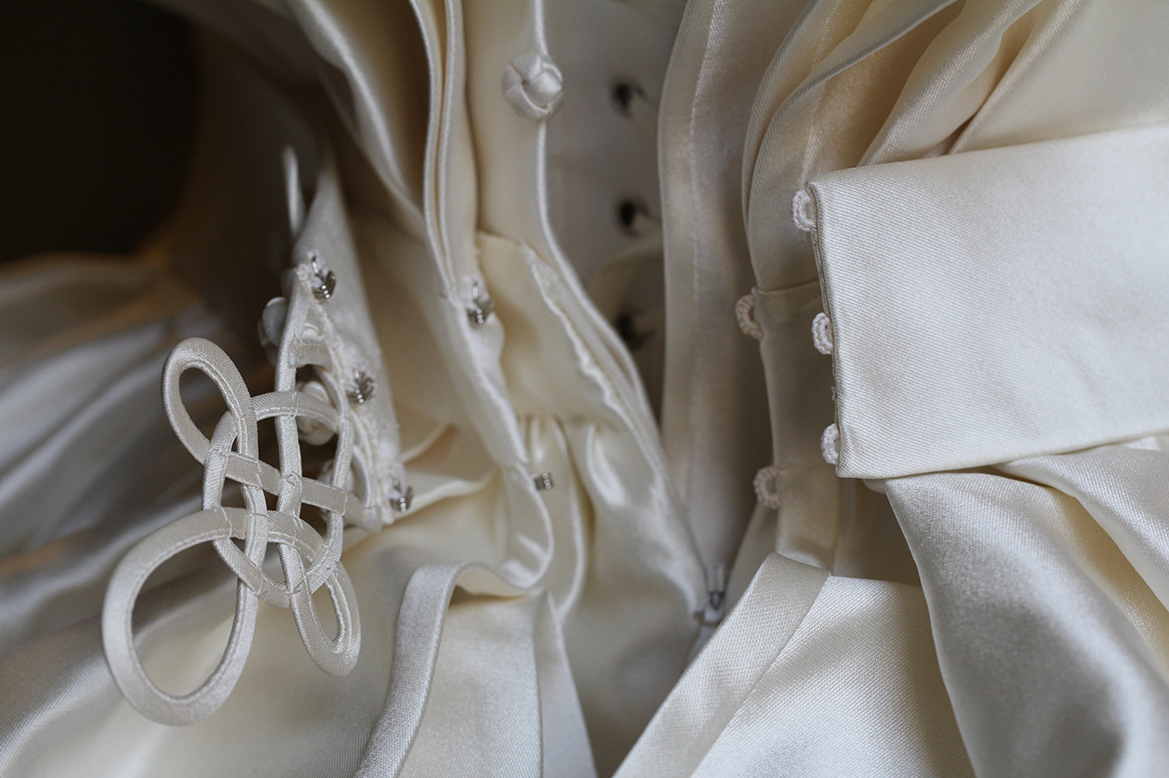 Many layers of couture closures on the back of Jeena's dress. Photo credit: Colette Komm