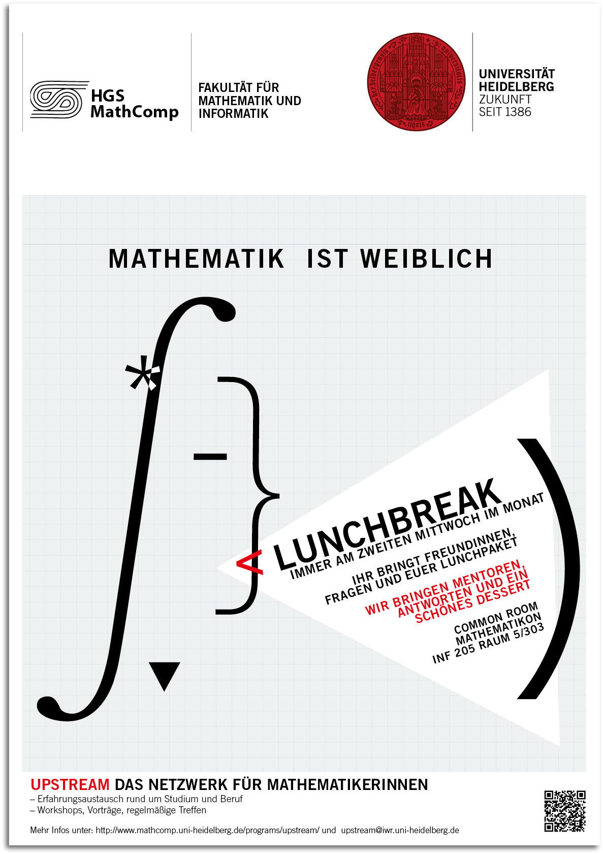 Plakat für Lunchbreak. UPSTREAM das Netzwerk für Frauen, von HGS MathComp Graduate School