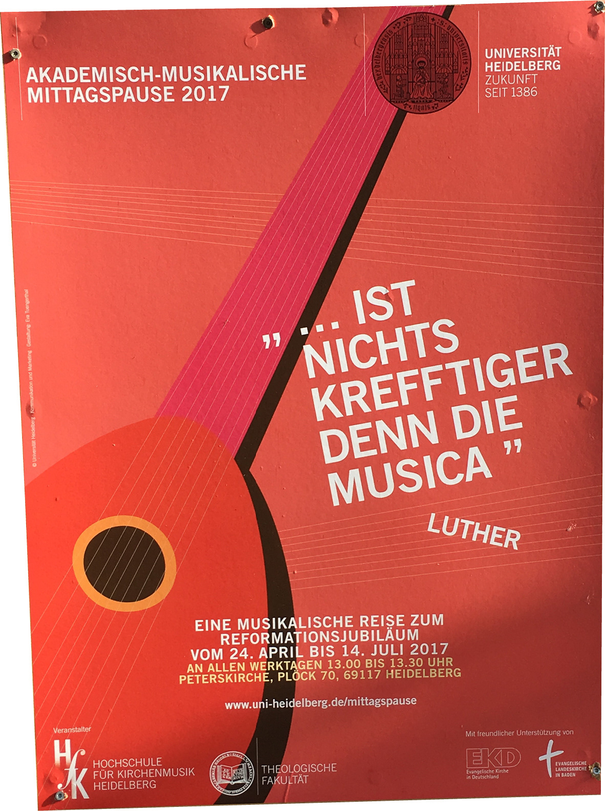 Poster für Akademische Mittagspause 2017, Hochschule für Kirchenmusik, Universität Heidelberg 