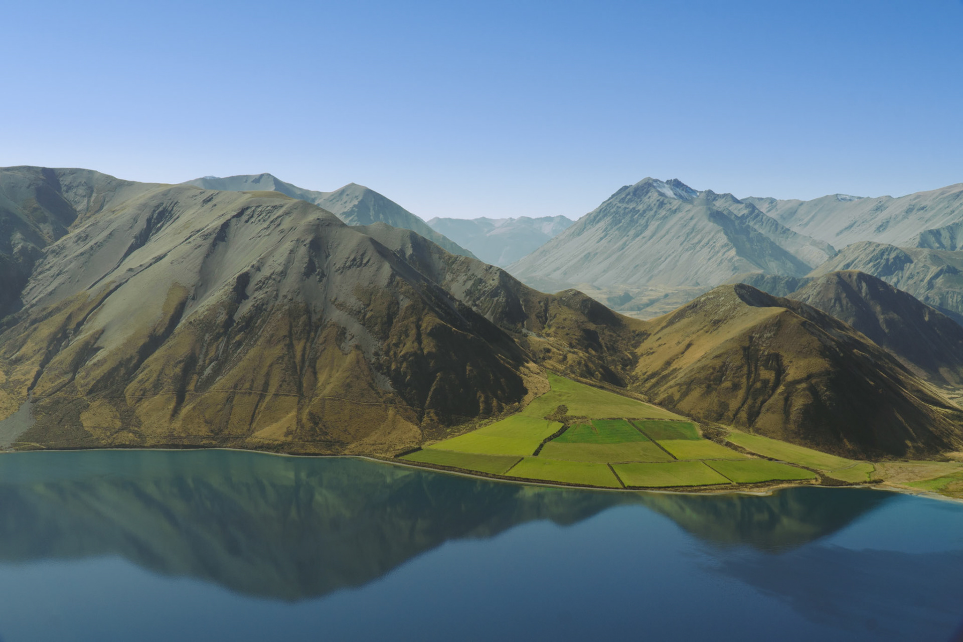 Looking across Lake Coleridge from Peak Hill, Canterbury
