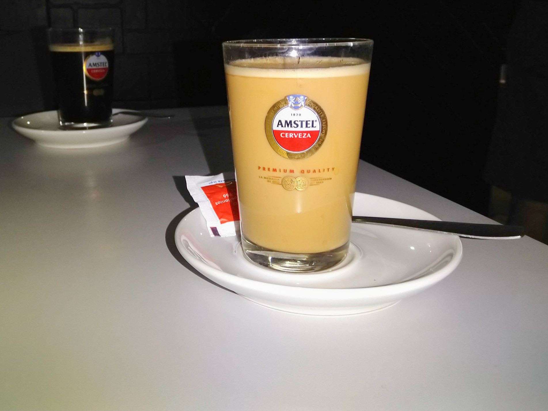 coffe in a beer glass