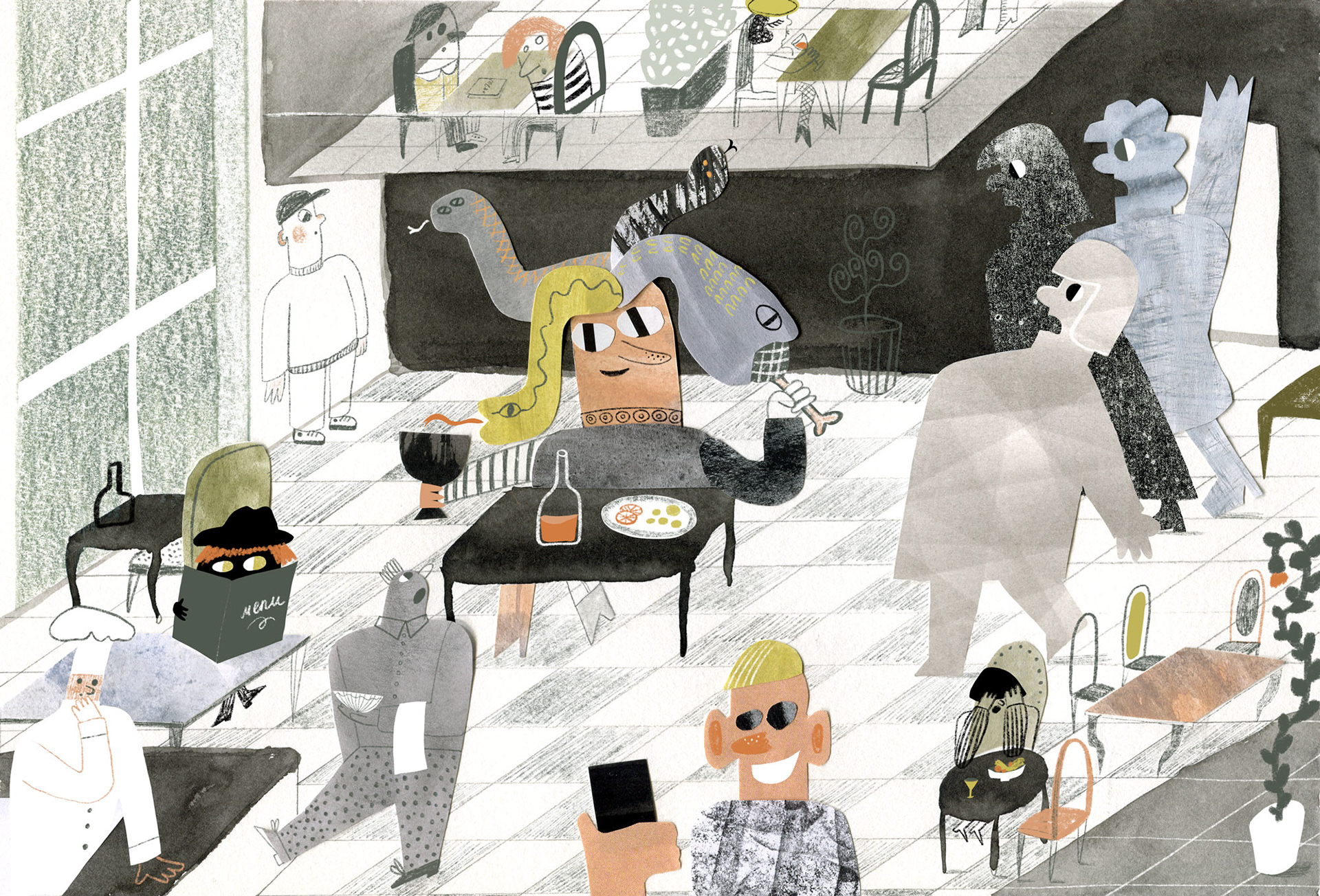 Medusa at Lunch // Collage, digital, personal work, 2021