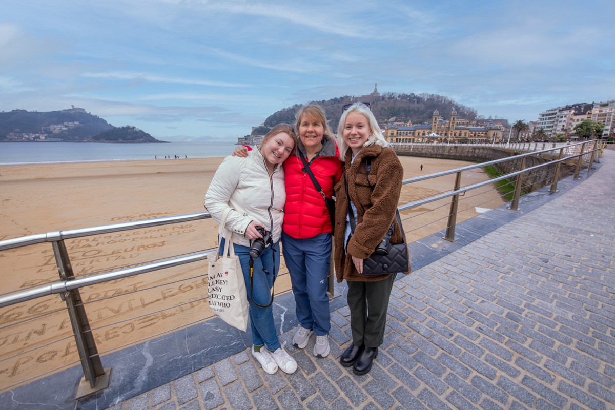Taking a moment along Paseo de la Concha - a spacious and stylish promenade along the Beach of La Concha - San Sebastian, Basque Country, Spain