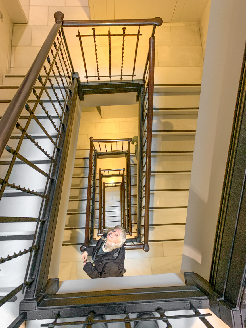 The staircase in the Eric Vökel Sagrada Família Suites