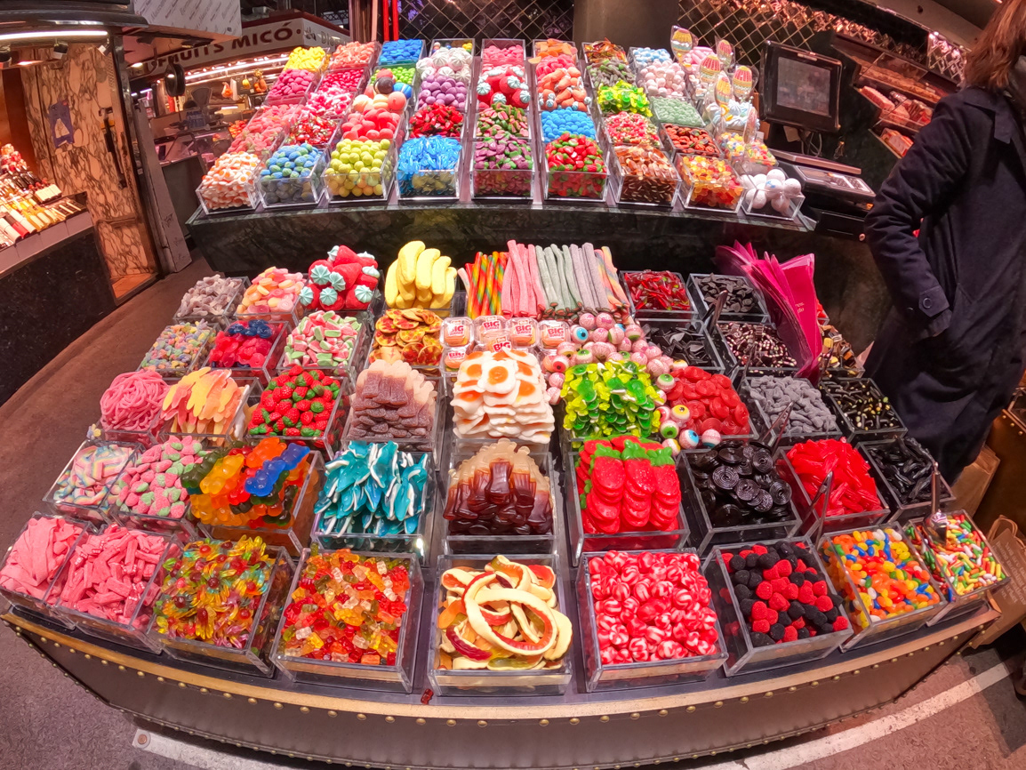 Gummies galore at La Boqueria Market - Barcelona, Spain