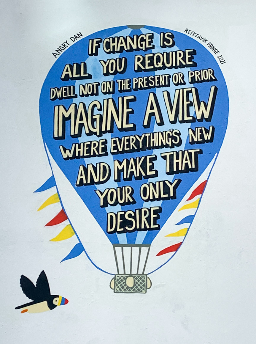 Mural on the side of the Hotel Leifur Eiriksson