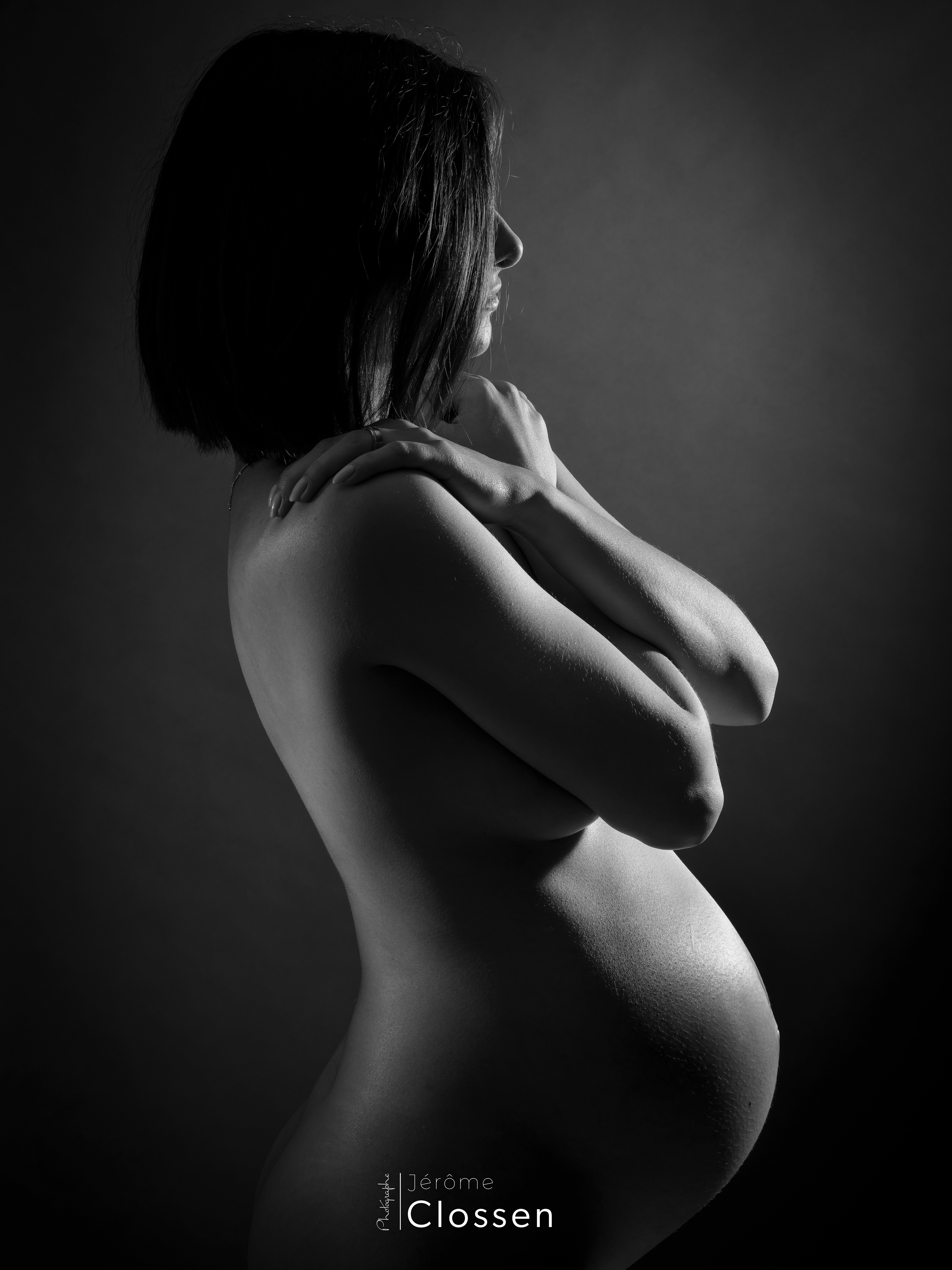 Portrait / Femme / Enceinte / Bébé / Noir et Blanc / Tableau / Douceur / Oise