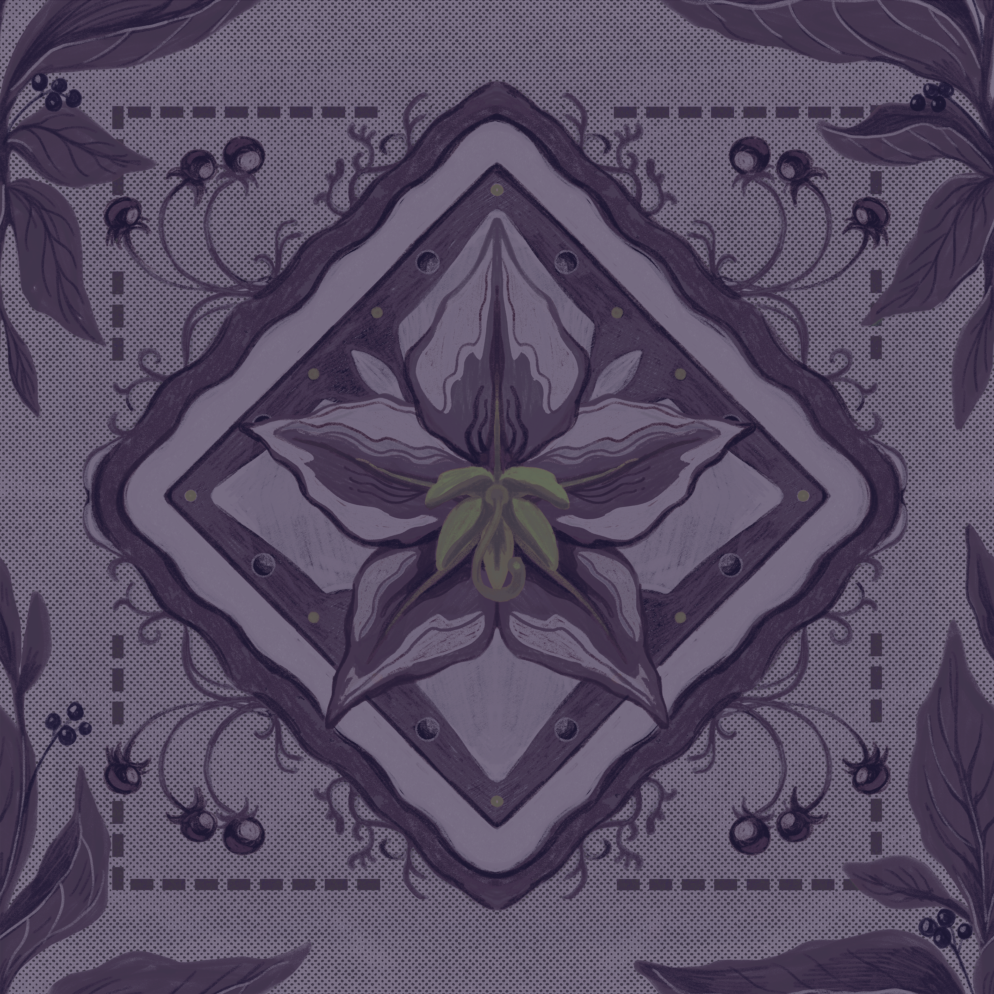 Nightshade Floral Tile Gothic Black (Dark)