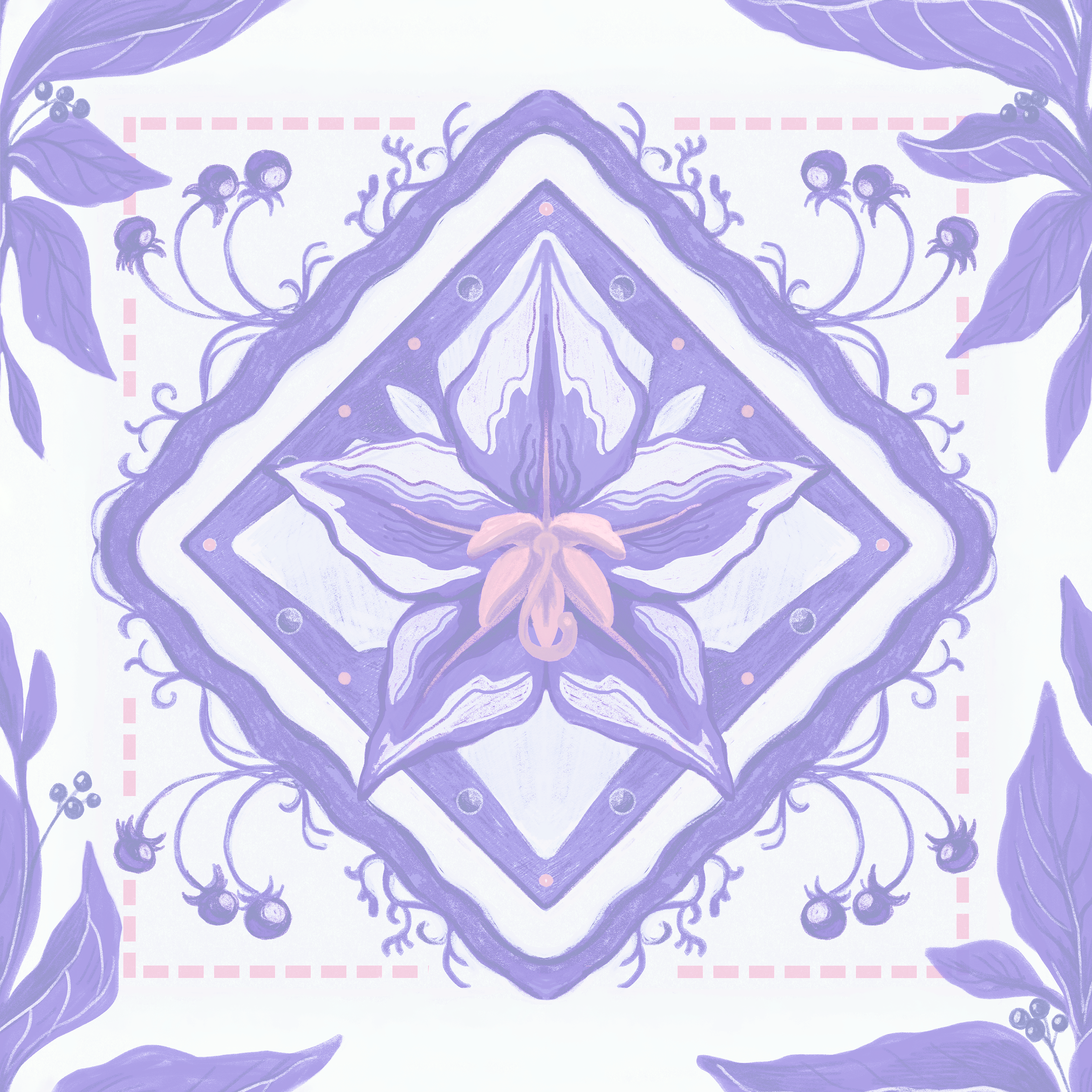 Nightshade Floral Tile Purple (Light)