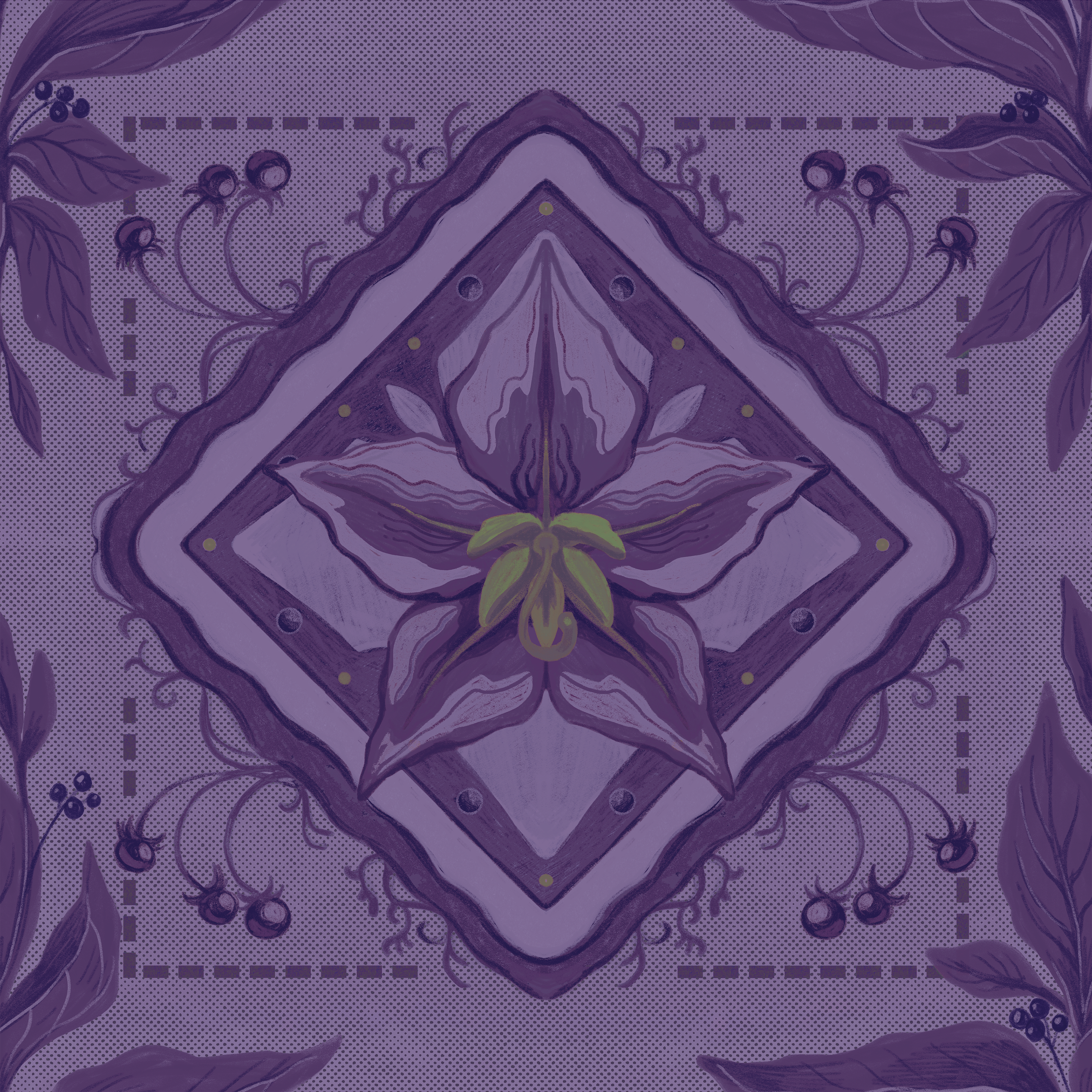 Nightshade Floral Tile Purple (Dark)