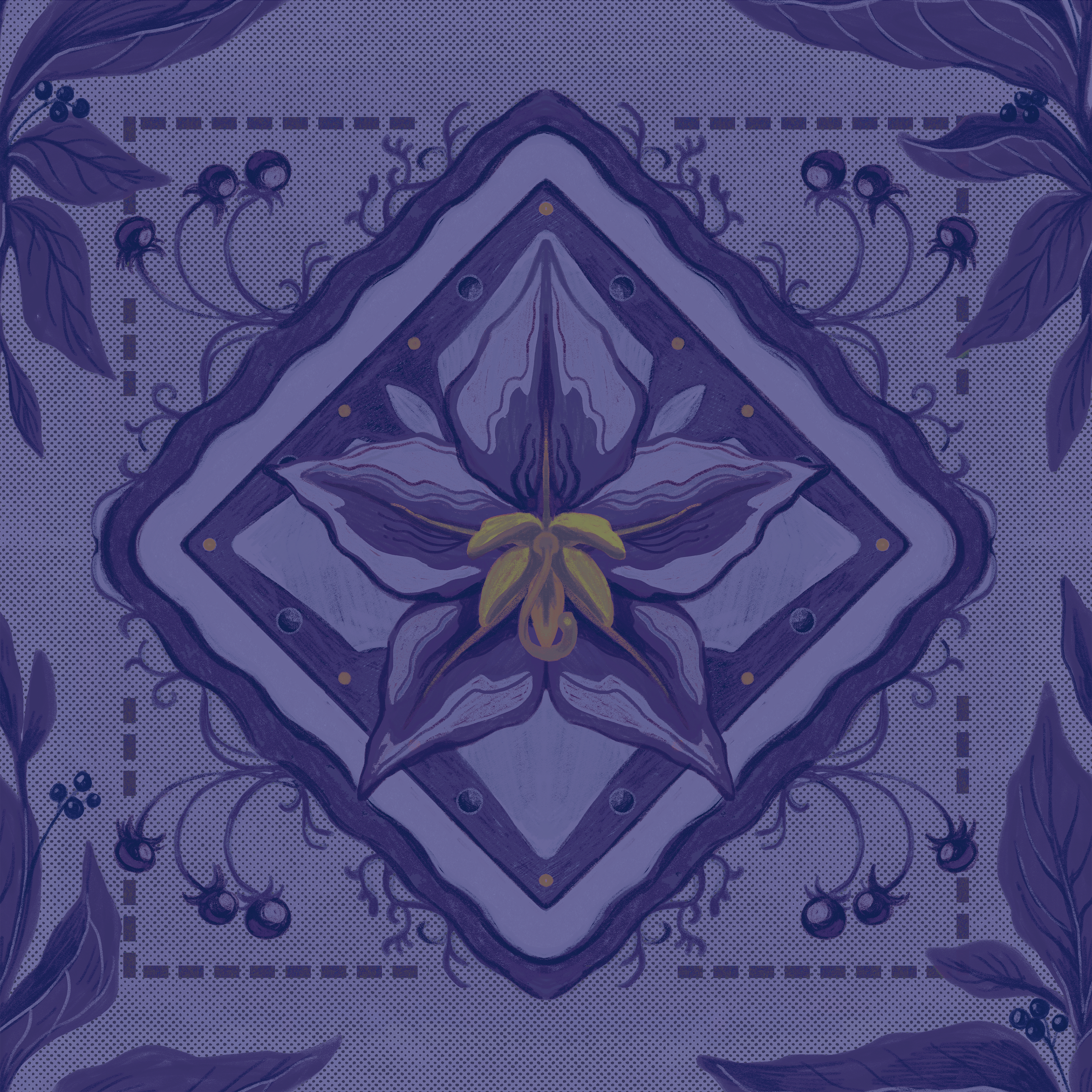 Nightshade Floral Tile Blue (Dark)