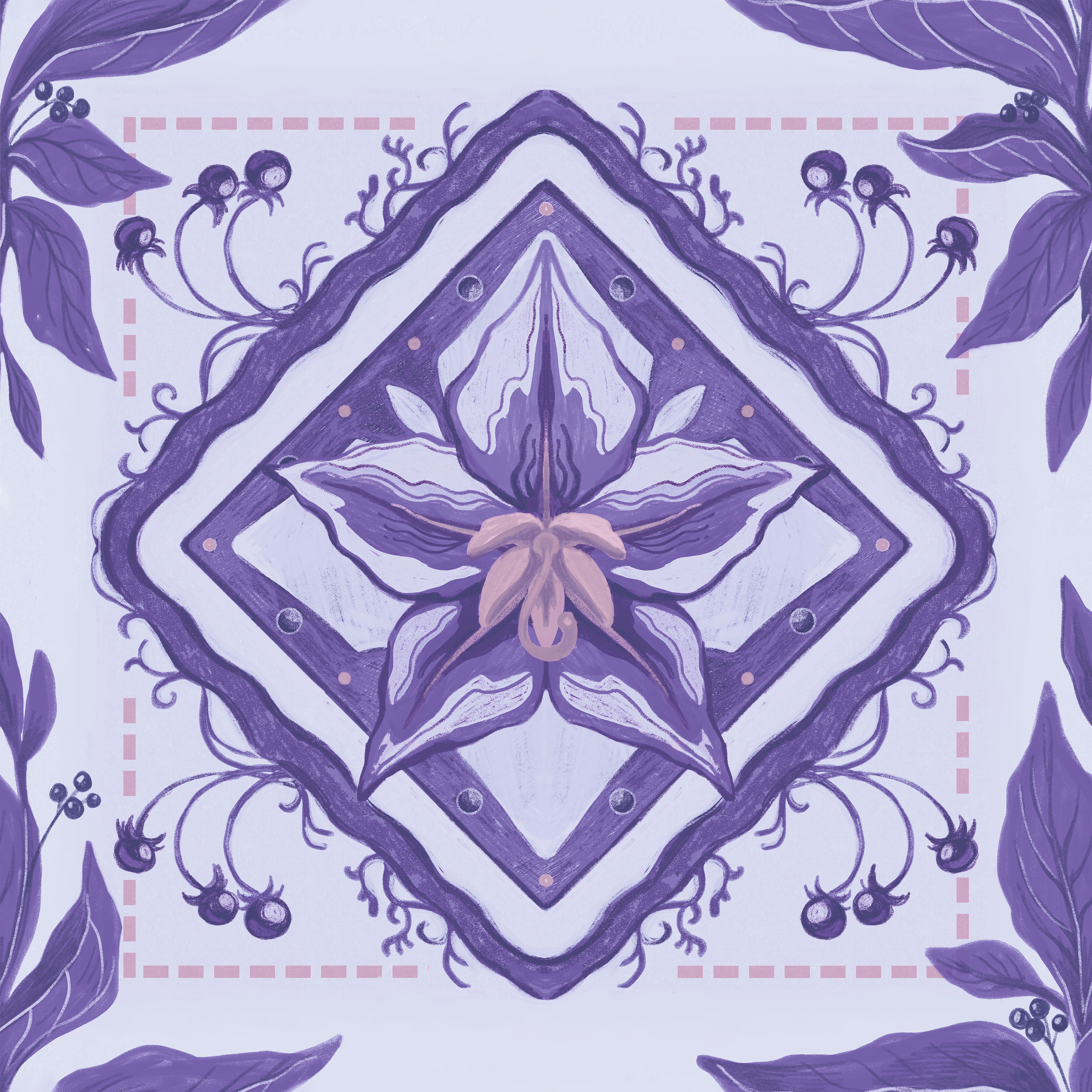 Nightshade Floral Tile Muted Purple (Light)