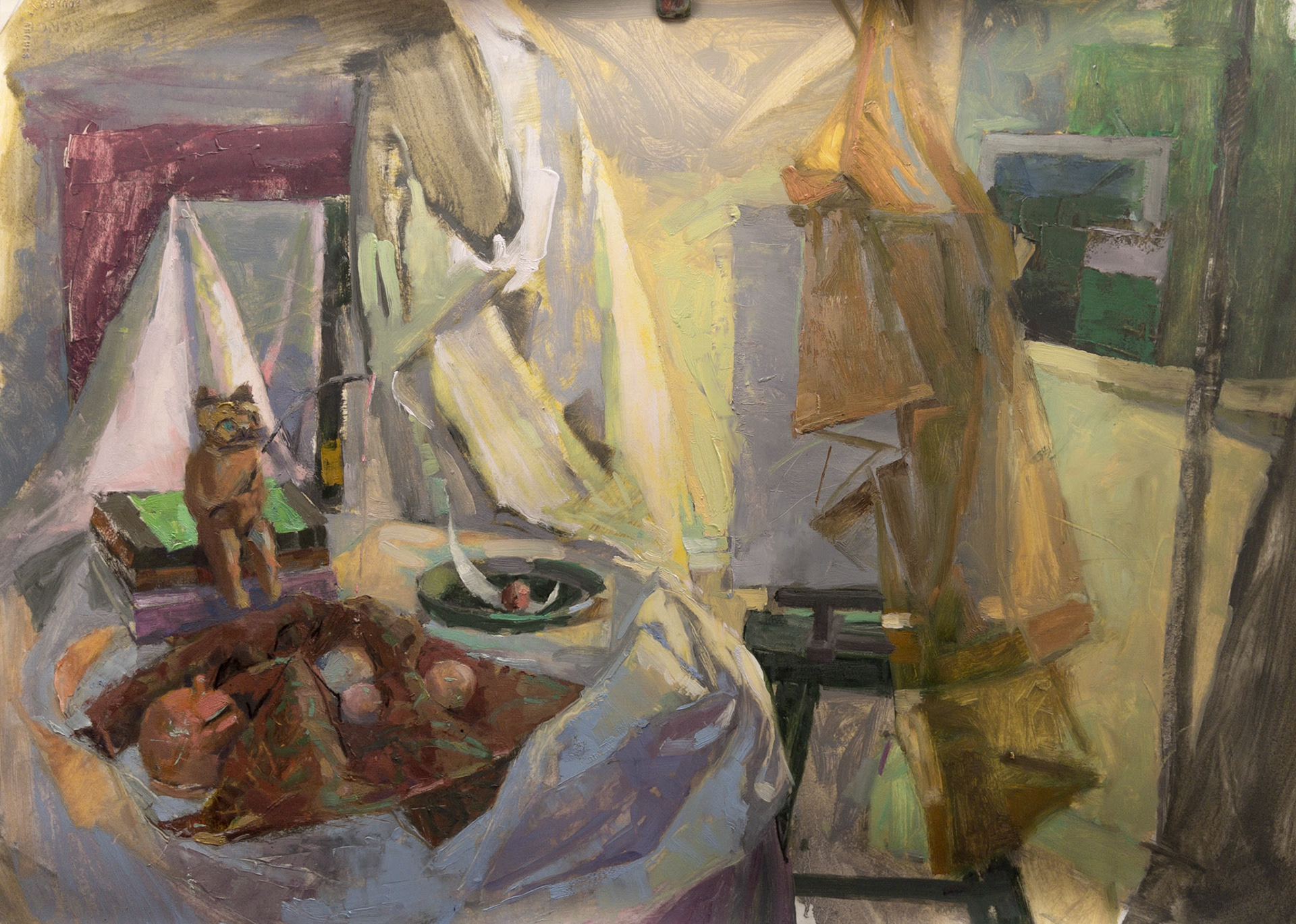 Fishing Cat, 2023, Oil on prepared paper, 22x30"