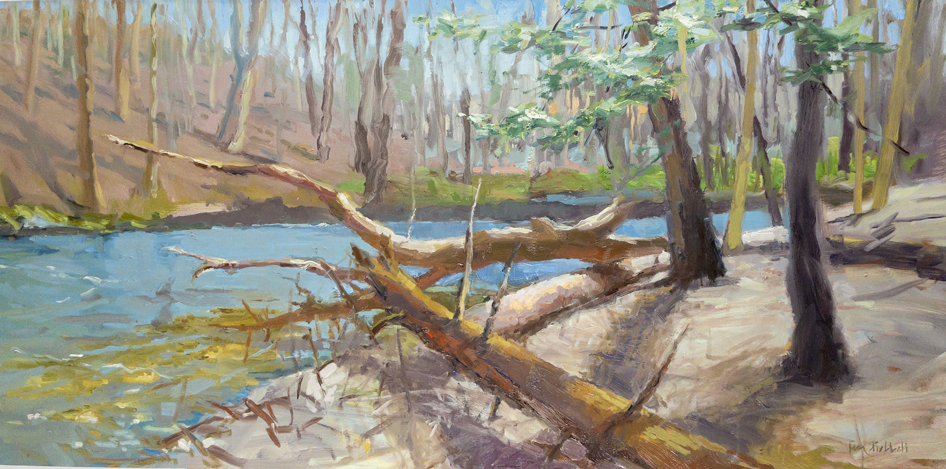 Fallen, oil on panel, 12x24", 2022