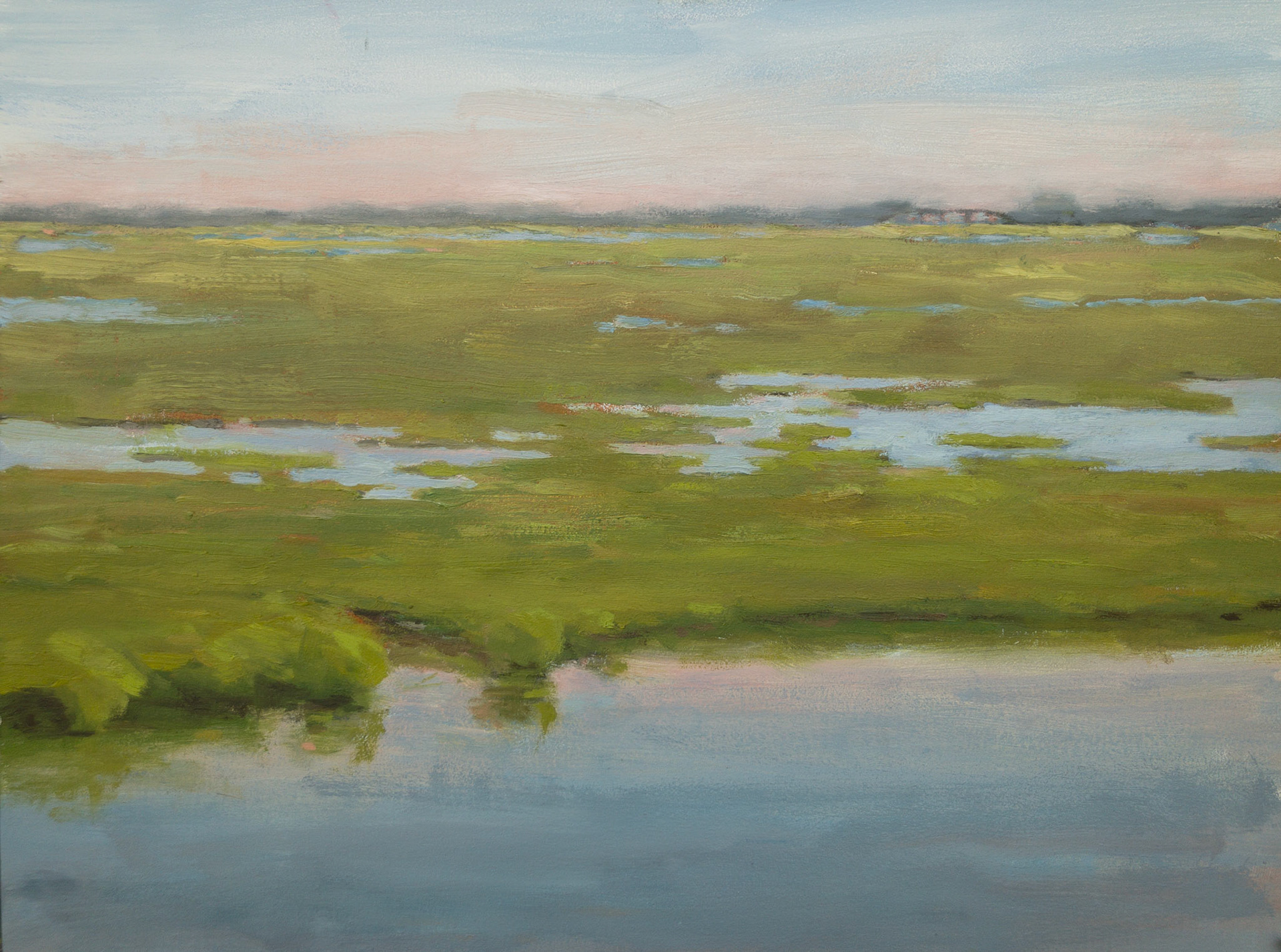 Sold Pelican Drive Marsh, oil on panel, 2021