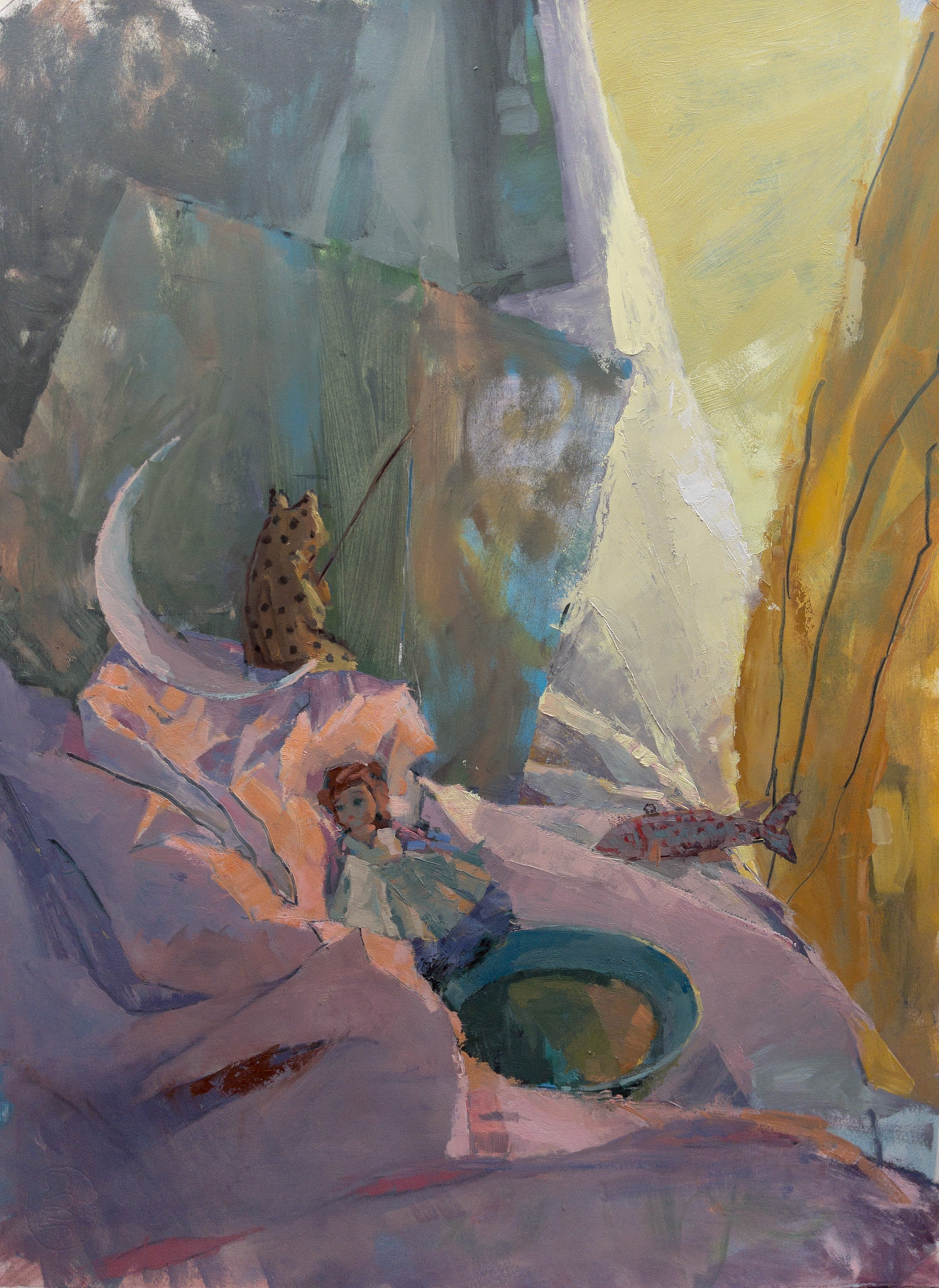 Paper Moon, 2023, oil on prepared paper, 30x22"