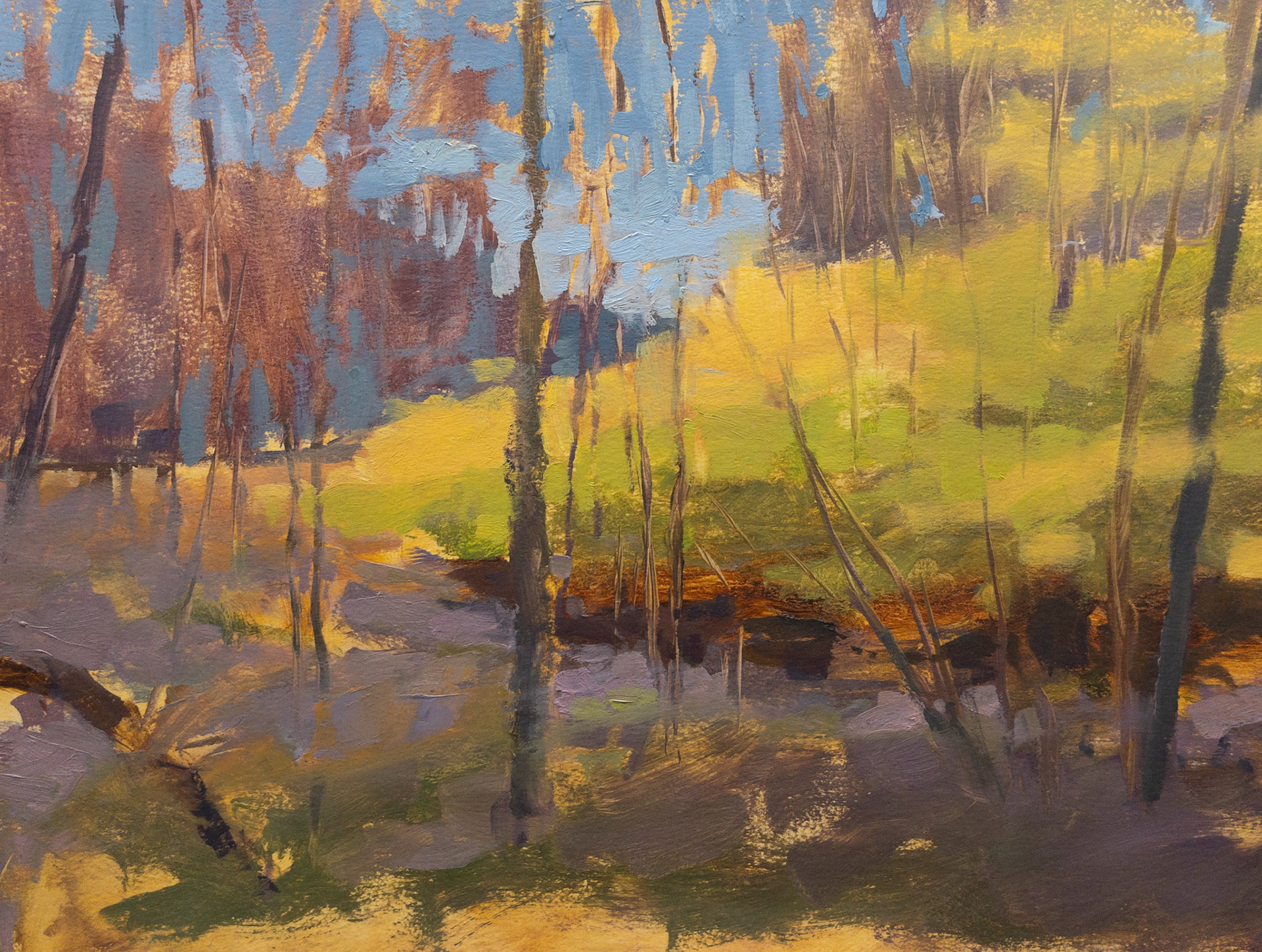 Yellow Grove IV, oil on paper, 16x21 in, 2023 - $750