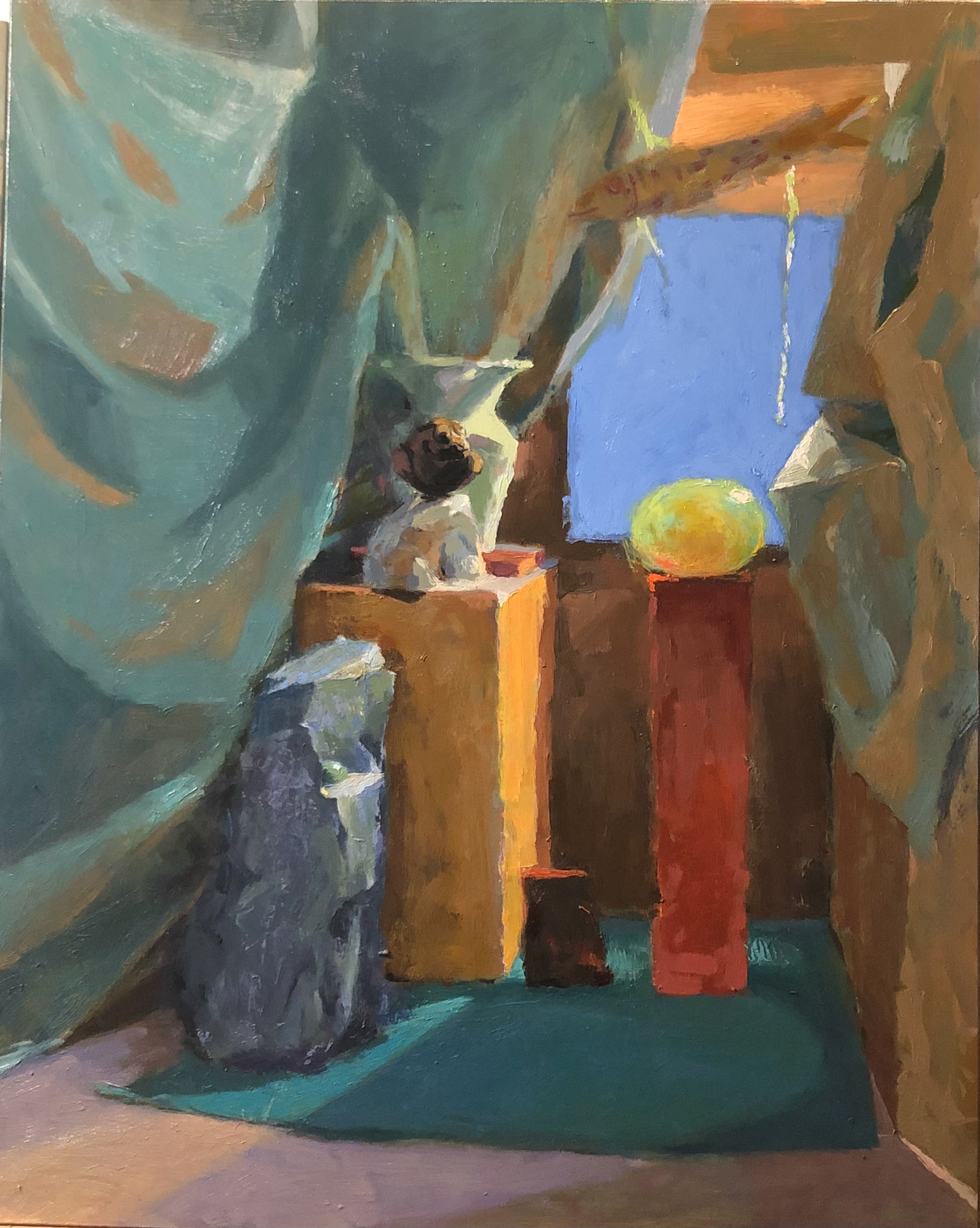 Still Life with Monkey and Egg, 2021, oil on panel, 16x20"Still Life with Pitchers, 2021, Oil on panel, 14x11"